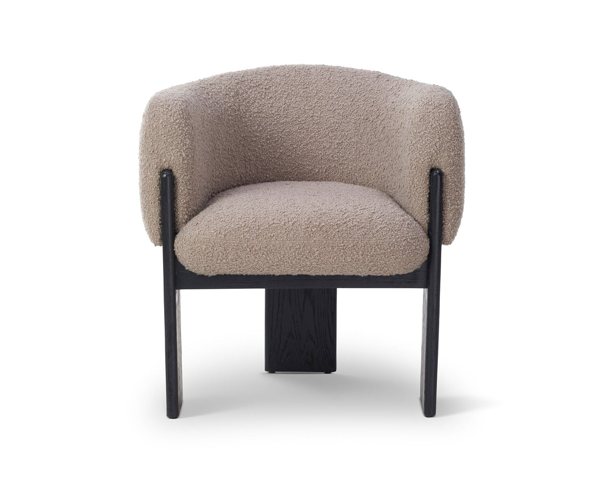 Lucca Dining Chair  -  Beverly Boucle Espresso Grey & Matt Black Oak