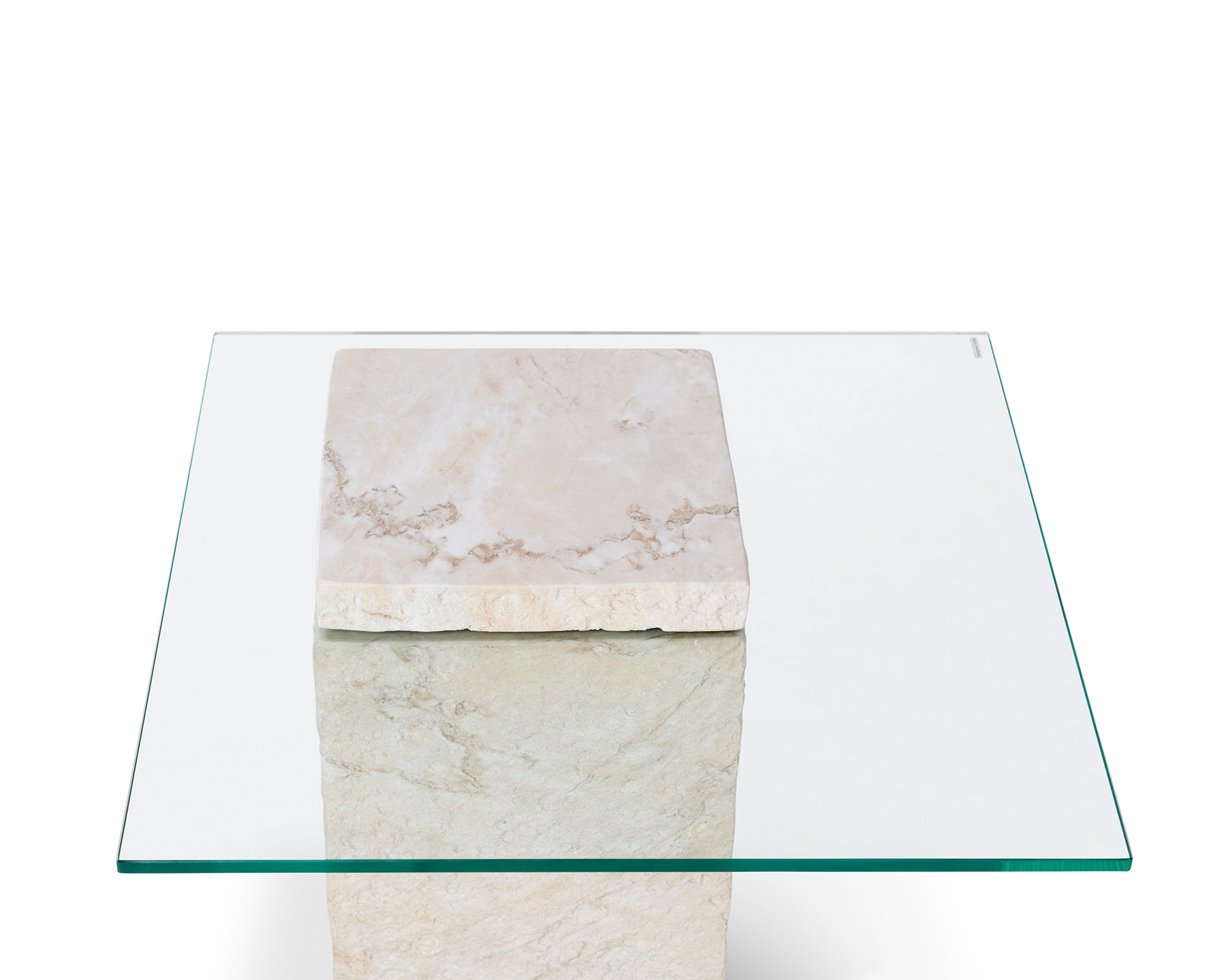 Rock Side Table  -  Beige Faux Marble