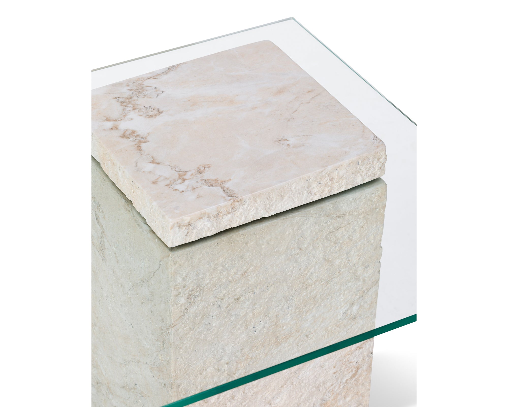 Rock Side Table  -  Beige Faux Marble