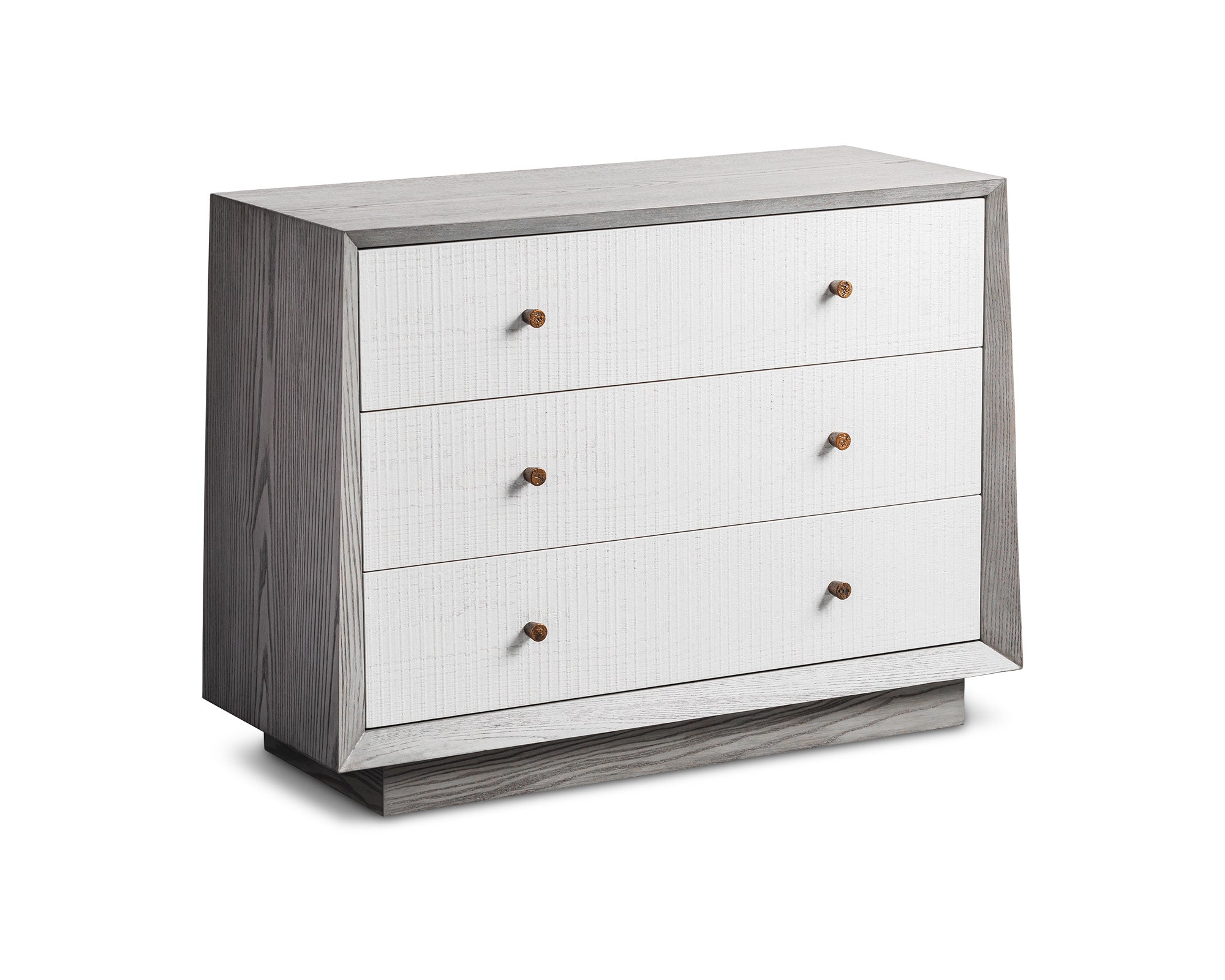 Otilia Chest Of Drawer  -  Silver Grey & White Saw Cut Finish