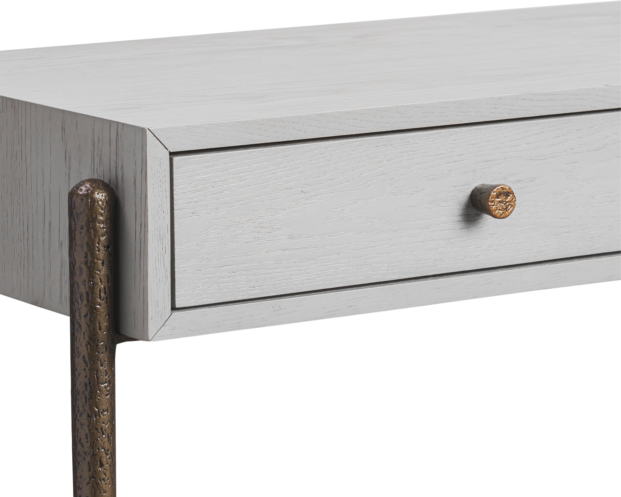 Nella Console Table  -  London Fog & Hammered Dark Bronze