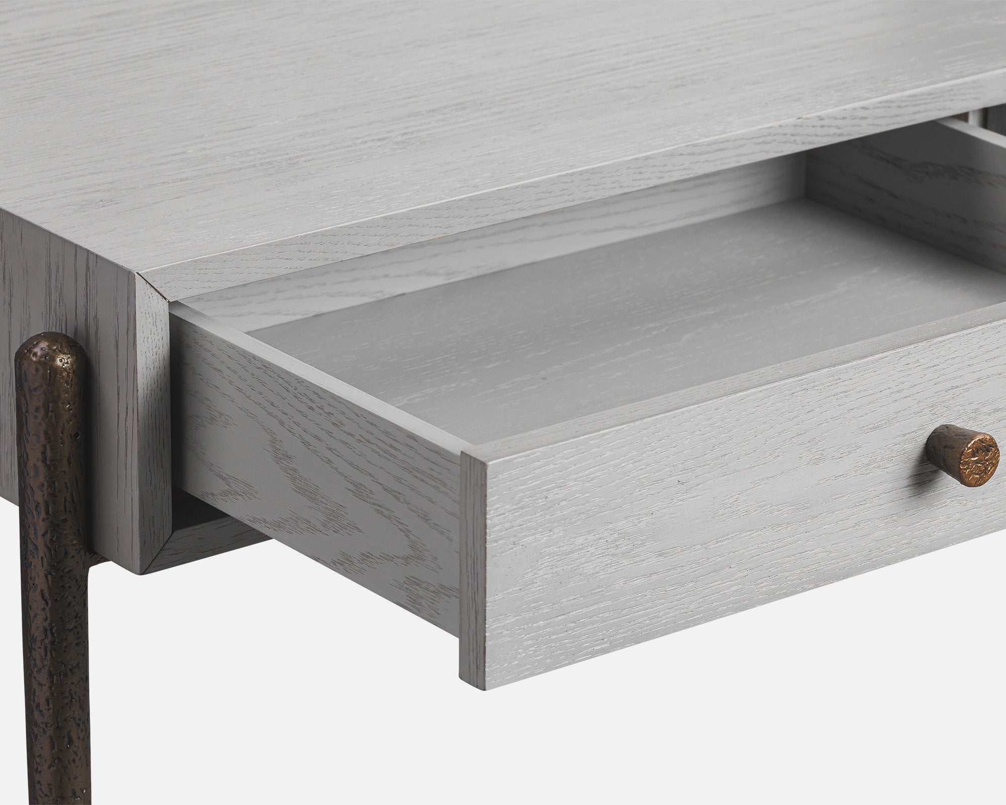 Nella Console Table  -  London Fog & Hammered Dark Bronze