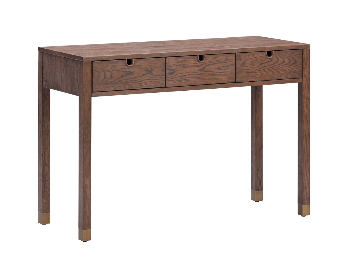 Alcudia Dressing Table - Dark Brown Oak/Antique Brass