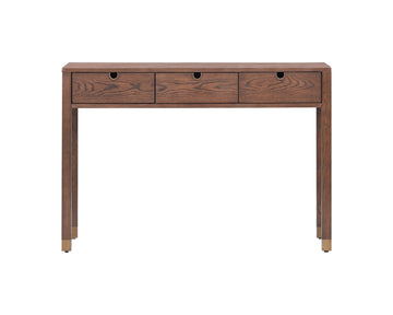 Alcudia Dressing Table - Dark Brown Oak/Antique Brass