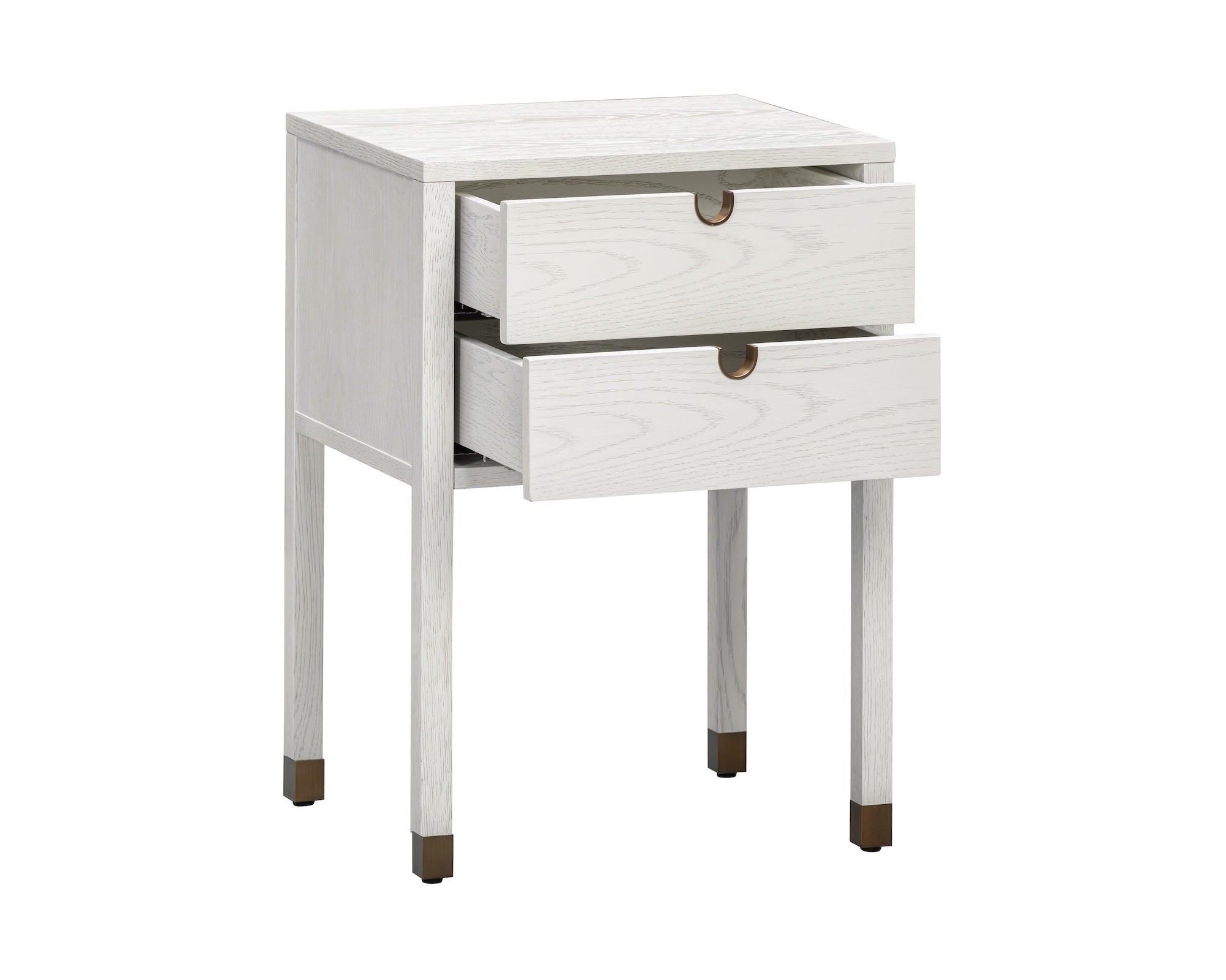 Alcudia Bedside Table - Ivory Brushed/Antique Brass