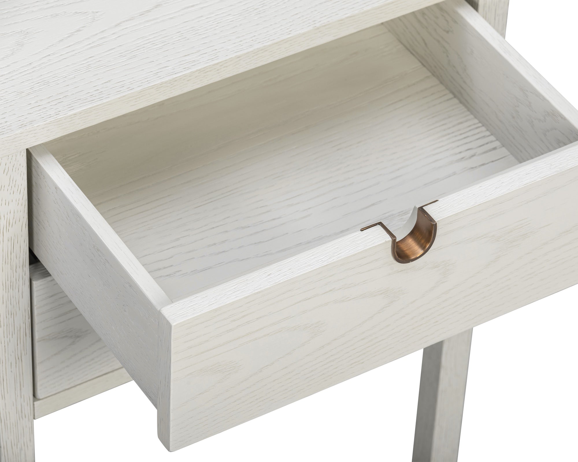 Alcudia Bedside Table - Ivory Brushed/Antique Brass