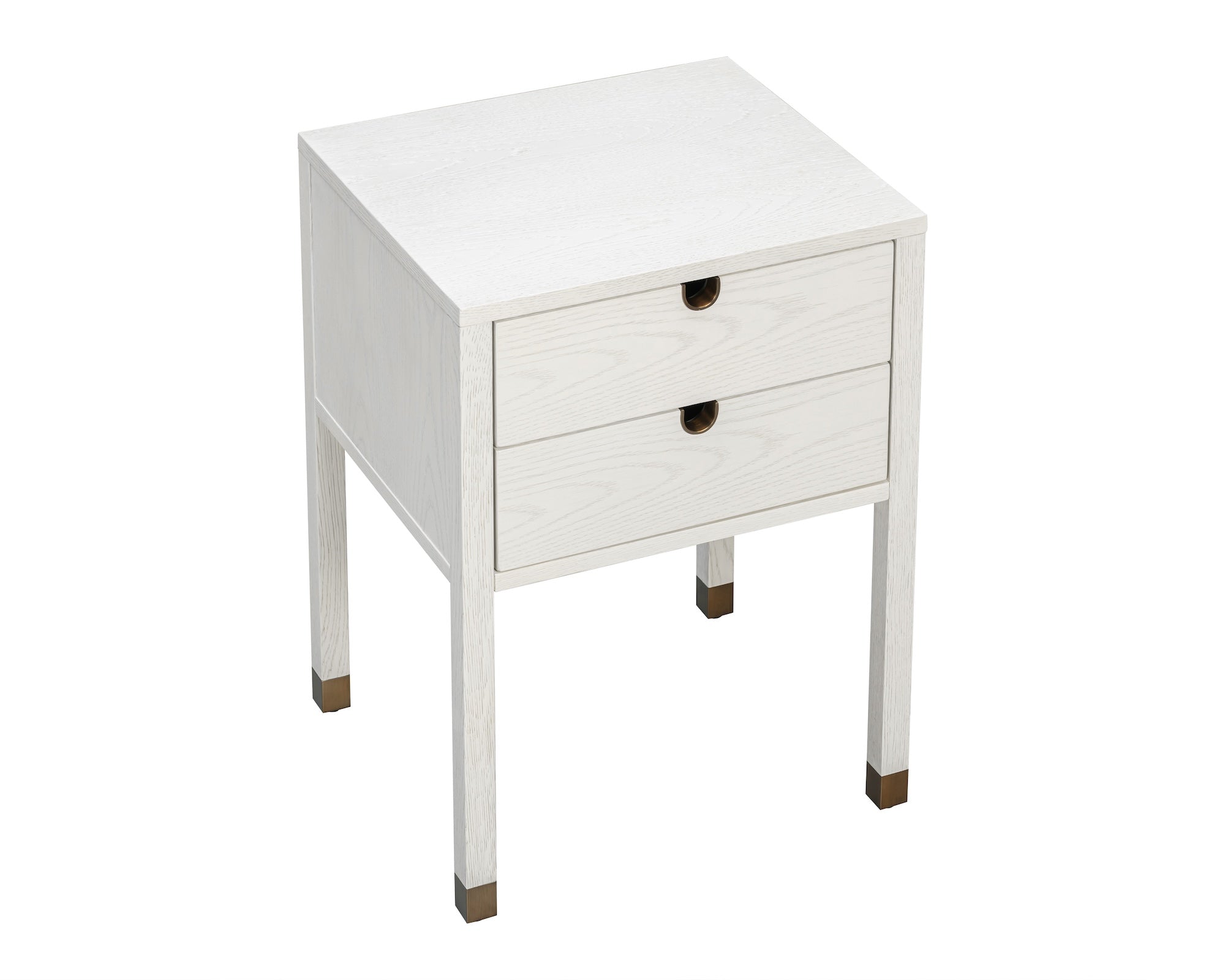 Alcudia Bedside Table - Ivory Brushed/Antique Brass
