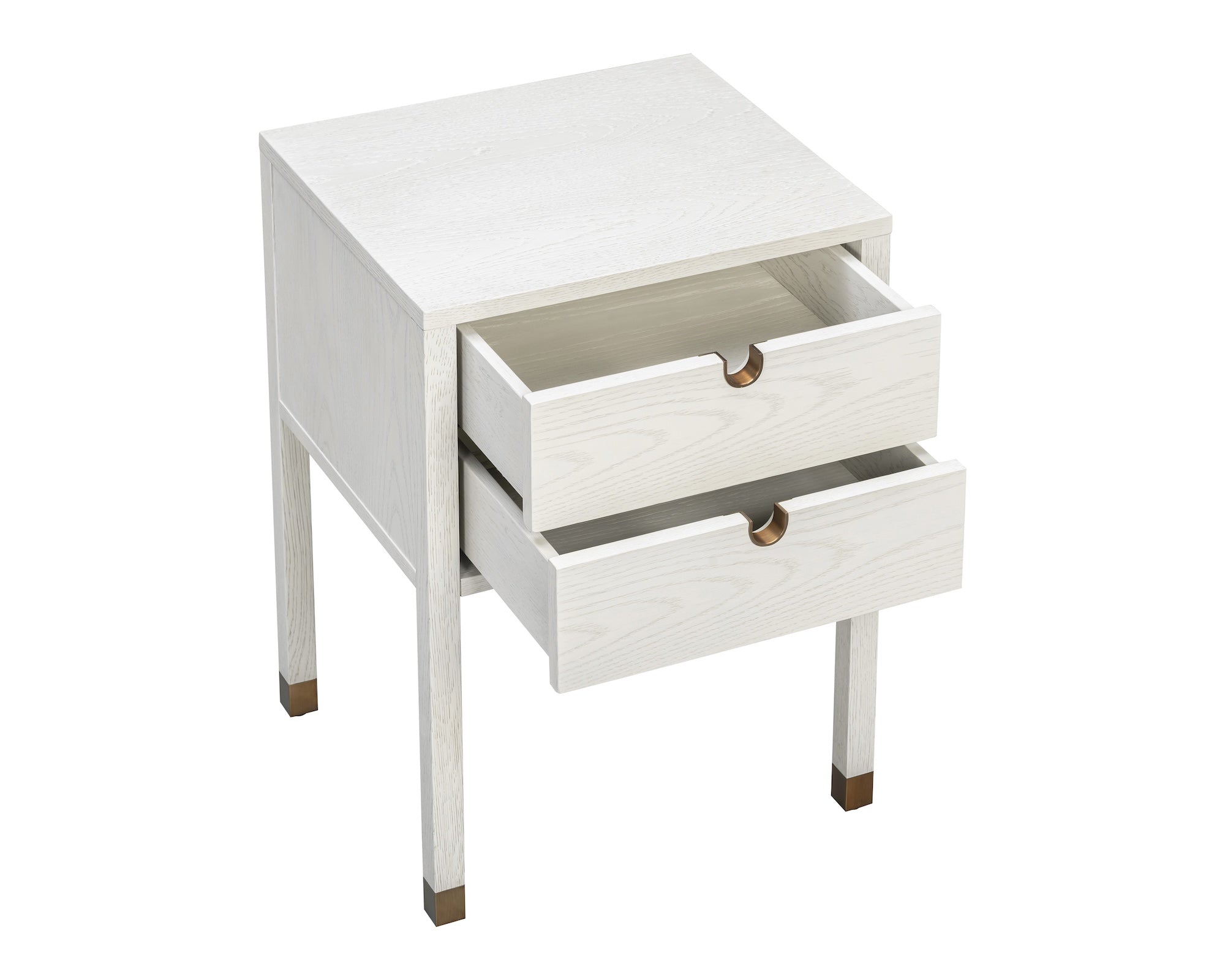Alcudia Bedside Table - Ivory Brushed/Antique Brass