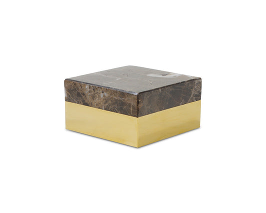 Lina Marble Storage Box  -  Coffee and Gold