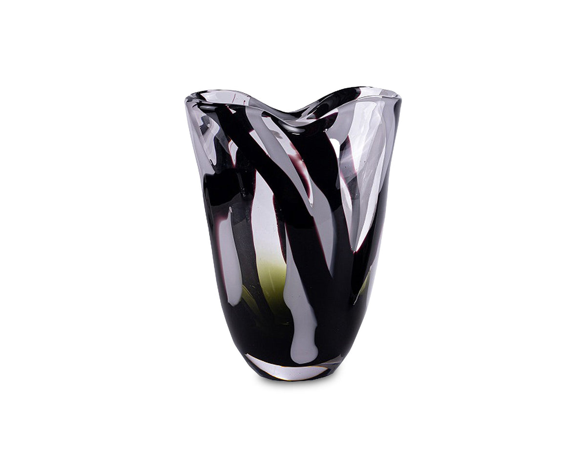 Natasha Glass Vase  -  Black and Grey