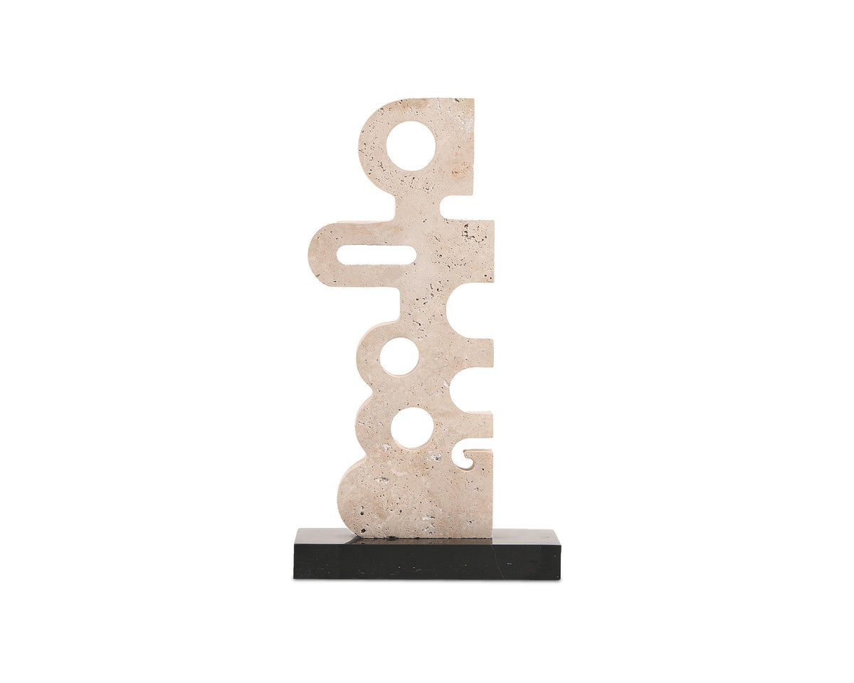 Sculpted Serenity Sculpture  -  Beige & Black
