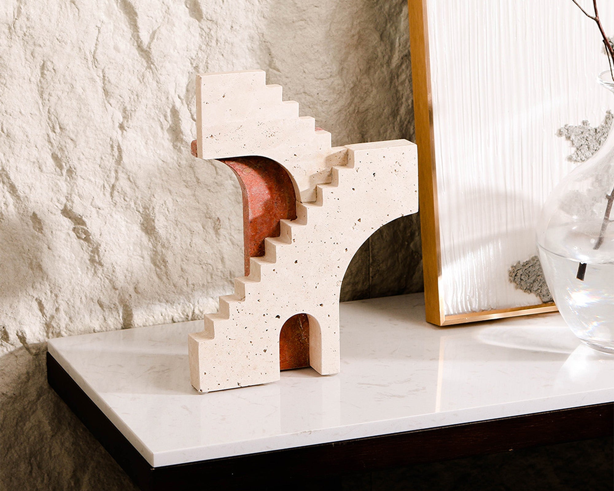 Arched Legacy Sculpture  -  Beige & Red