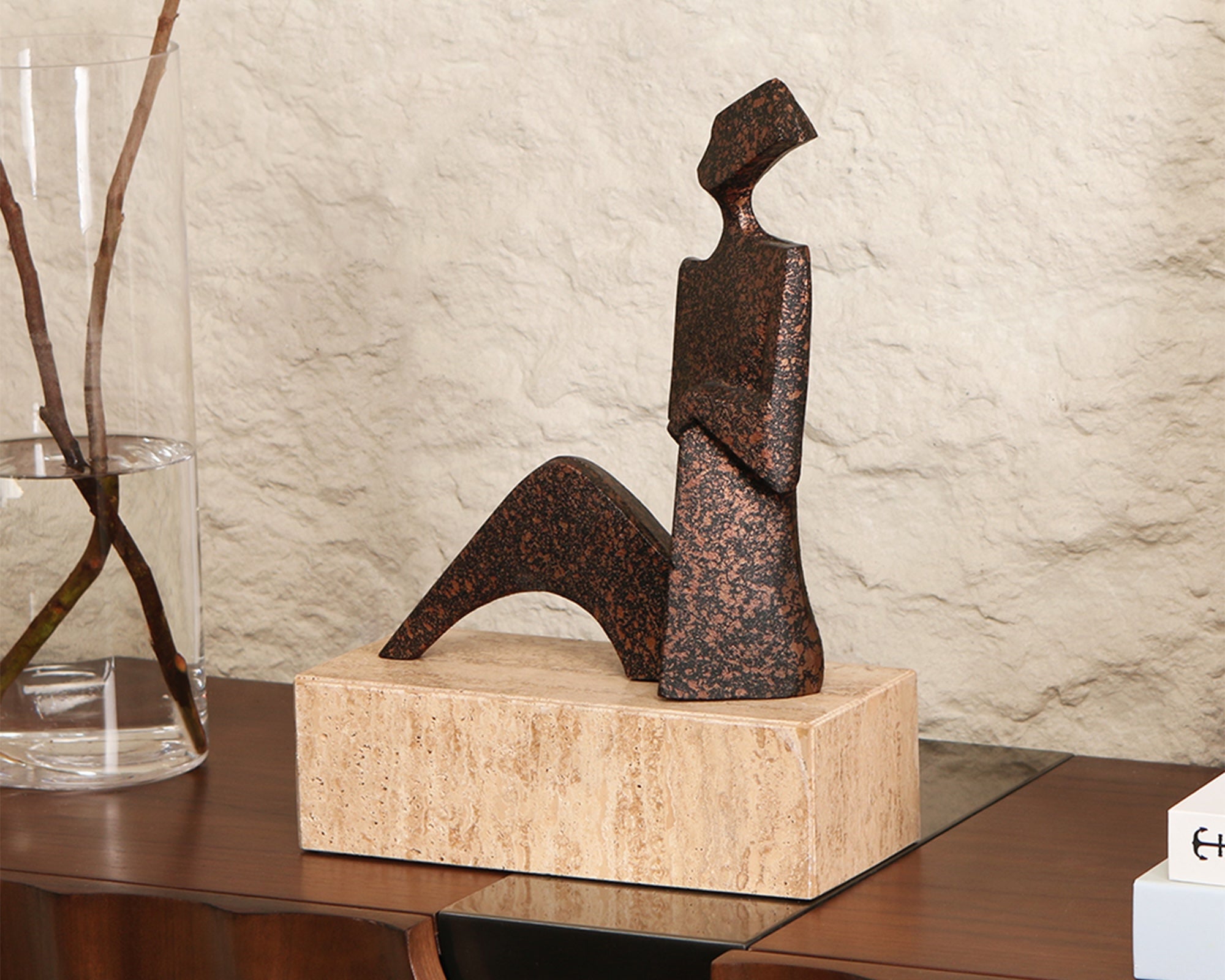 Cassia Sculpture - Speckled Black Bronze Effect