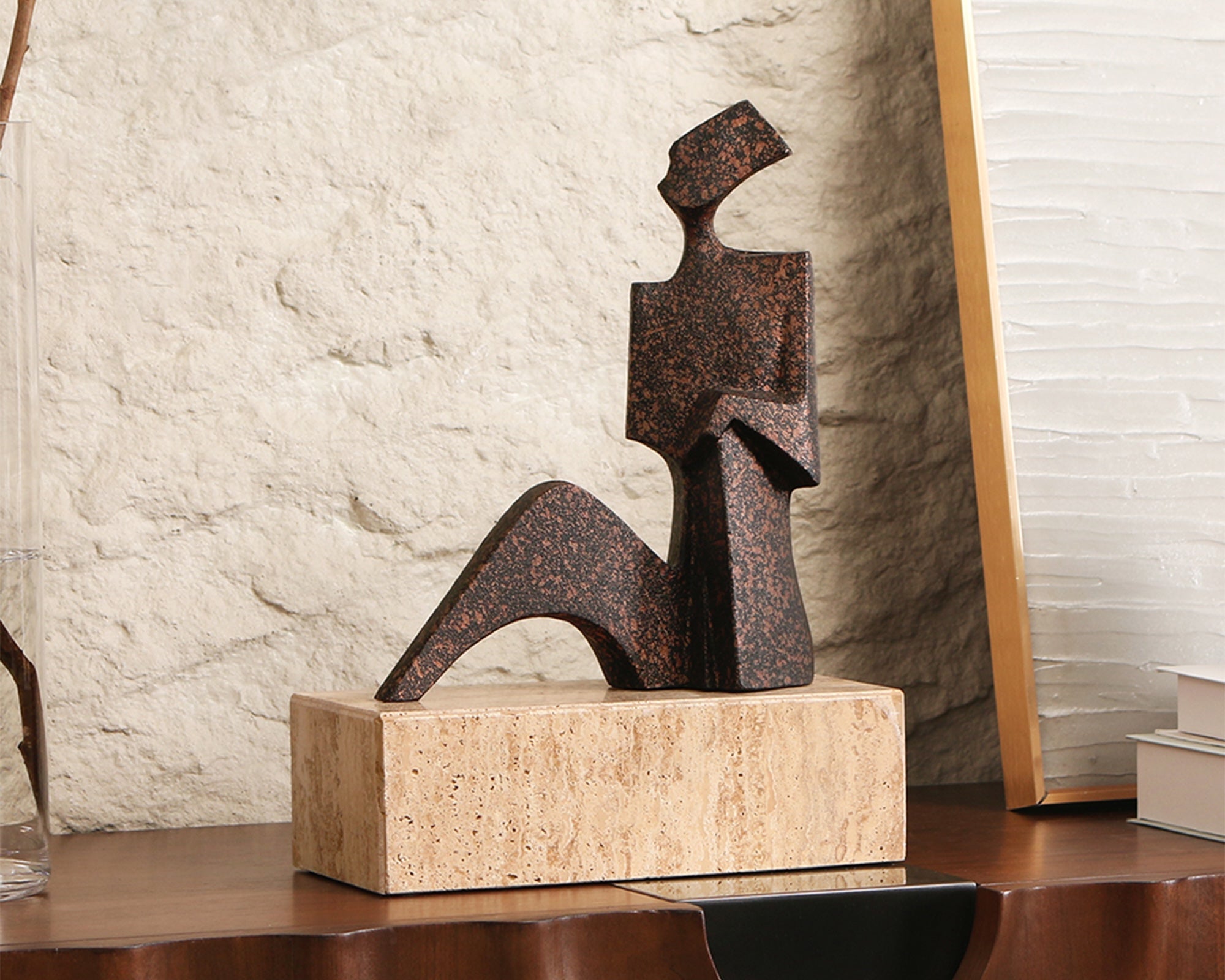 Cassia Sculpture - Speckled Black Bronze Effect