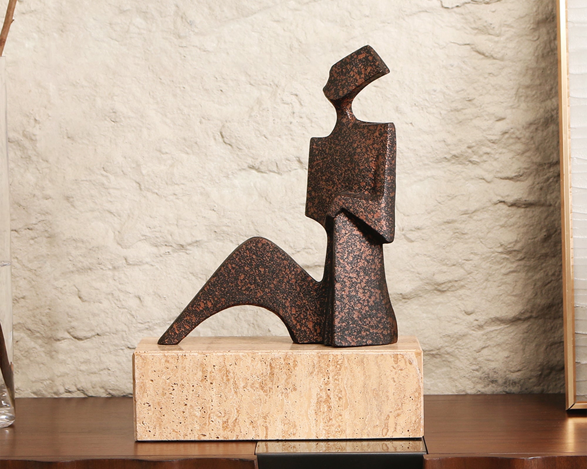 Cassia Sculpture - Speckled Black Bronze Effect