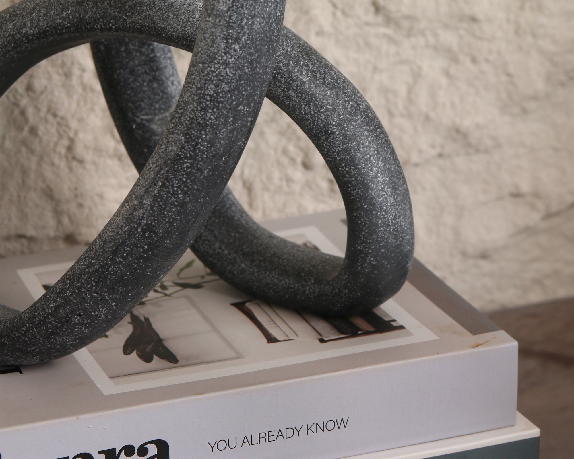 Loop Sculpture - Matte Black Marble Effect