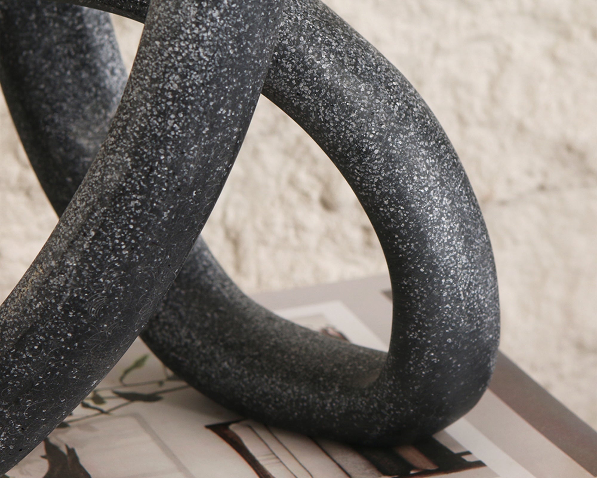 Loop Sculpture - Matte Black Marble Effect