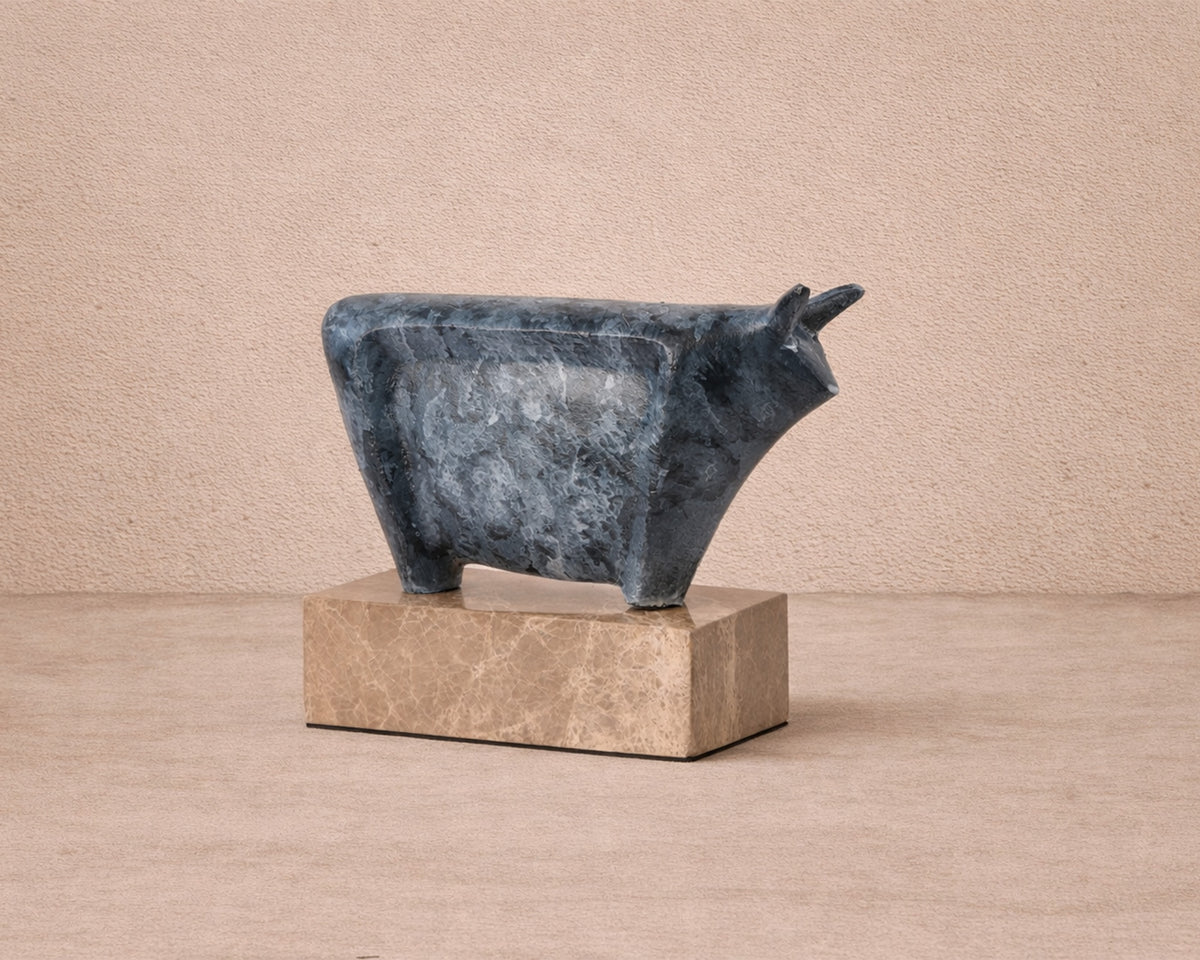 Rhino Sculpture - Antique Blue/Grey