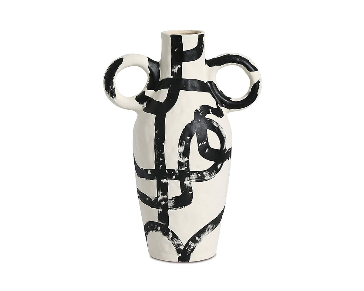 Yang Vase  - White and Black Ceramic