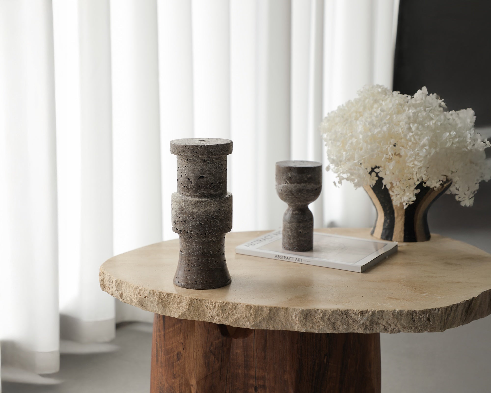 Tasso Candle Holder - Dark Brown Marble