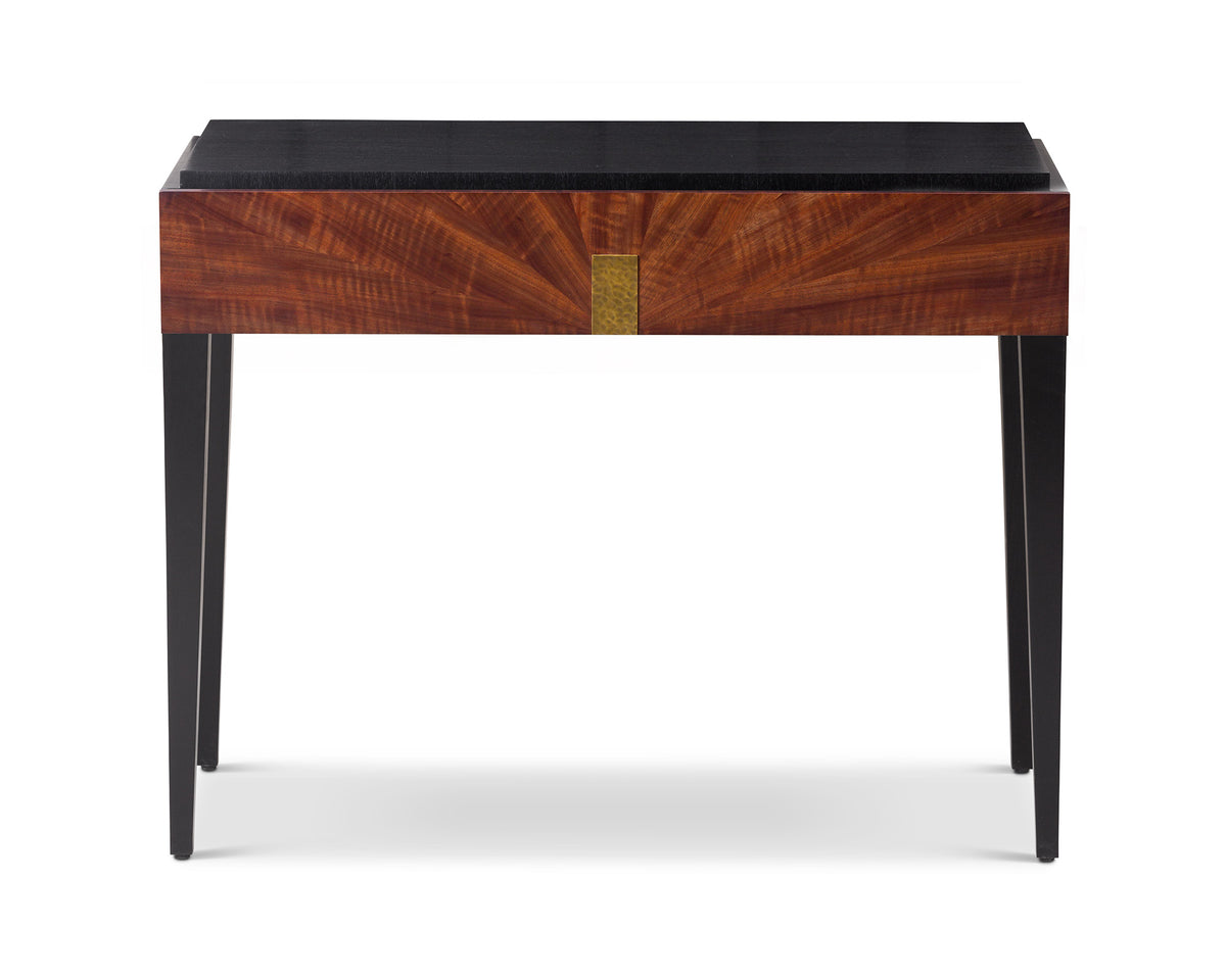 Beverly Console Table  -  Brown Wood and Hammered Brass