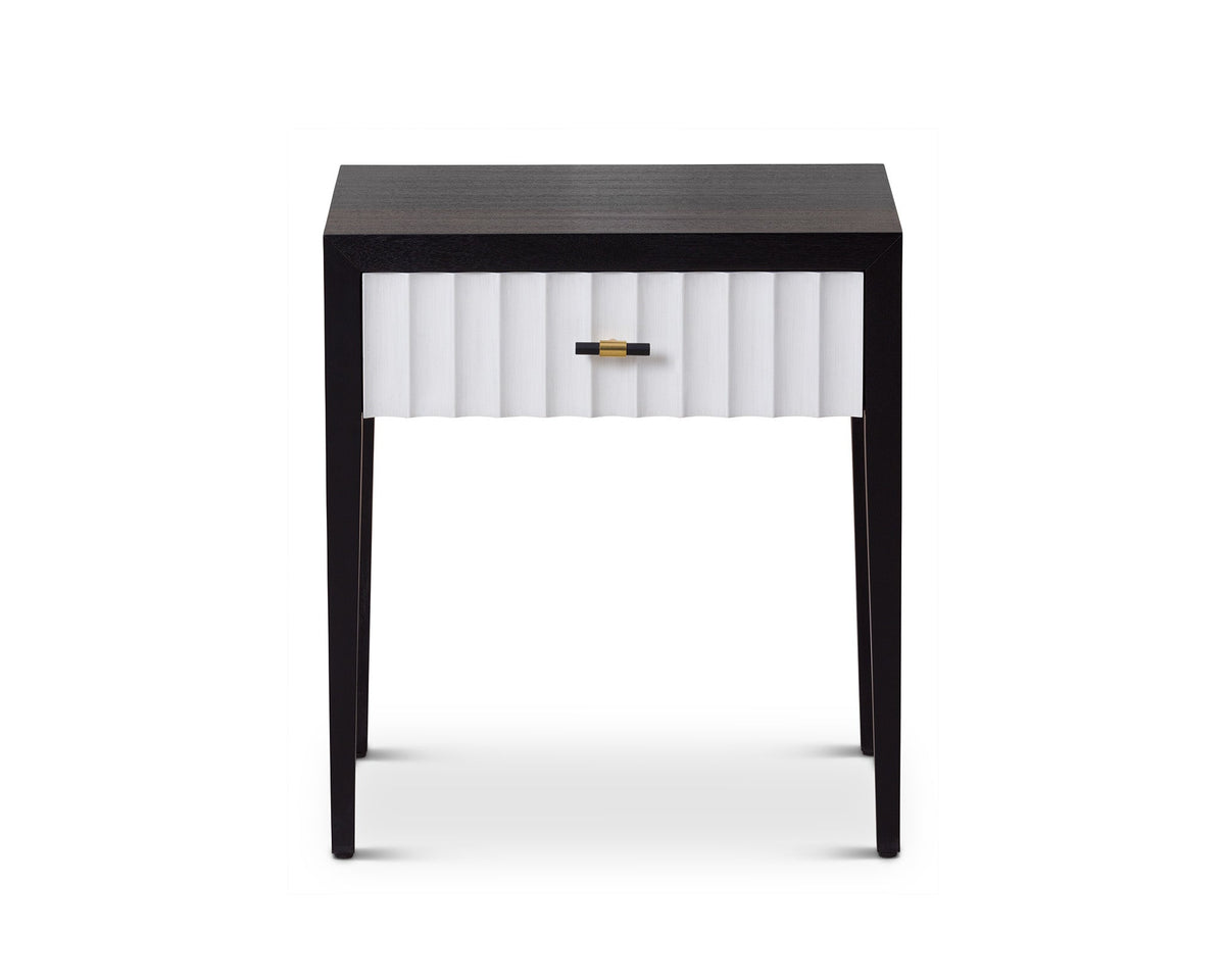 Malibu Bedside Table 1 Drawer - Black Veneer