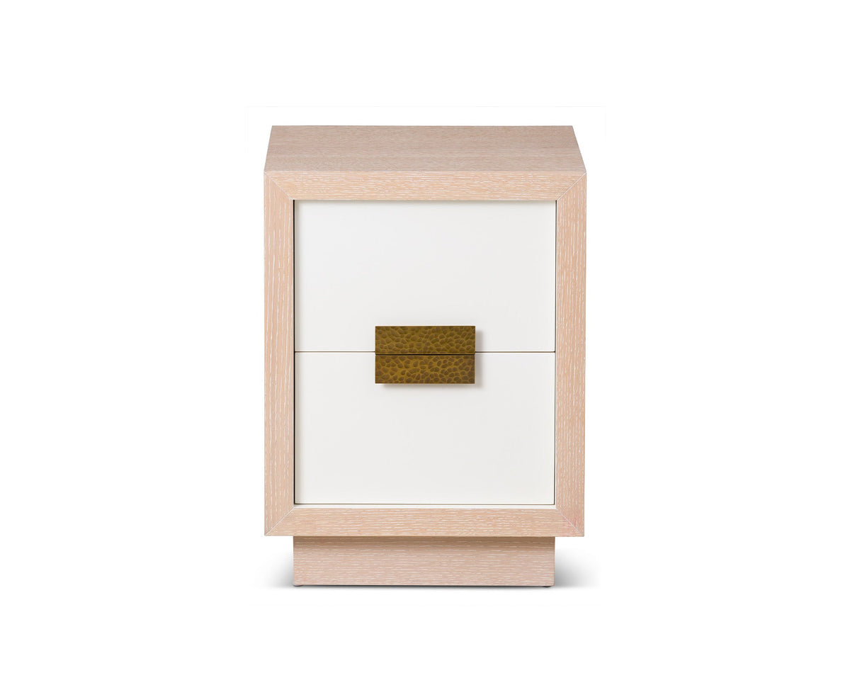 Manila Beside Table  -  Natural White Oak and Antique Brass