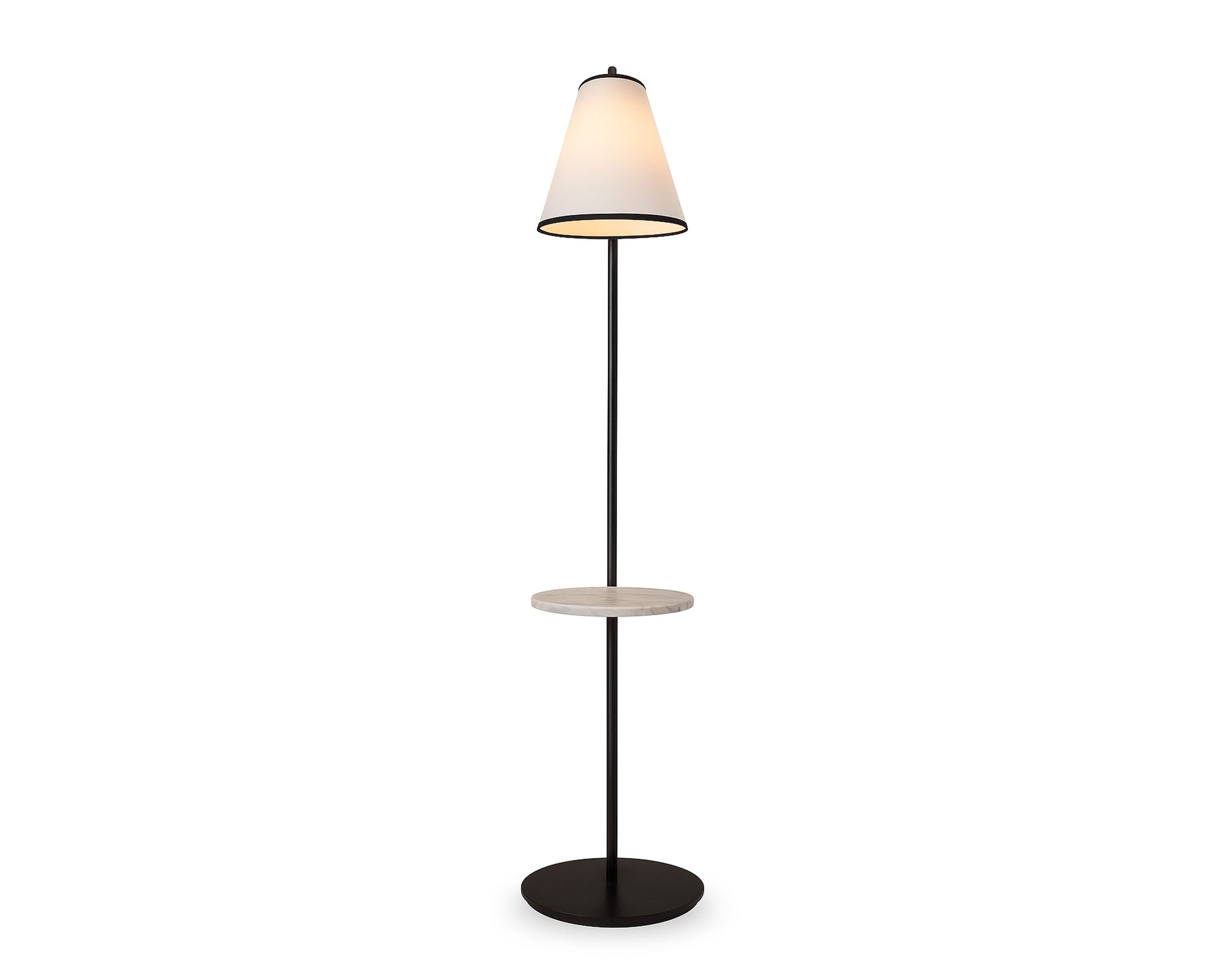 Edgar Floor Lamp - Carrara Marble and White Linen