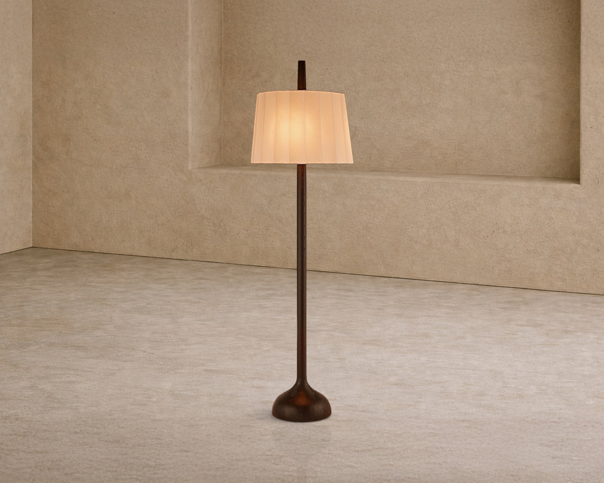 Conti Floor Lamp - White Linen/Black Ash