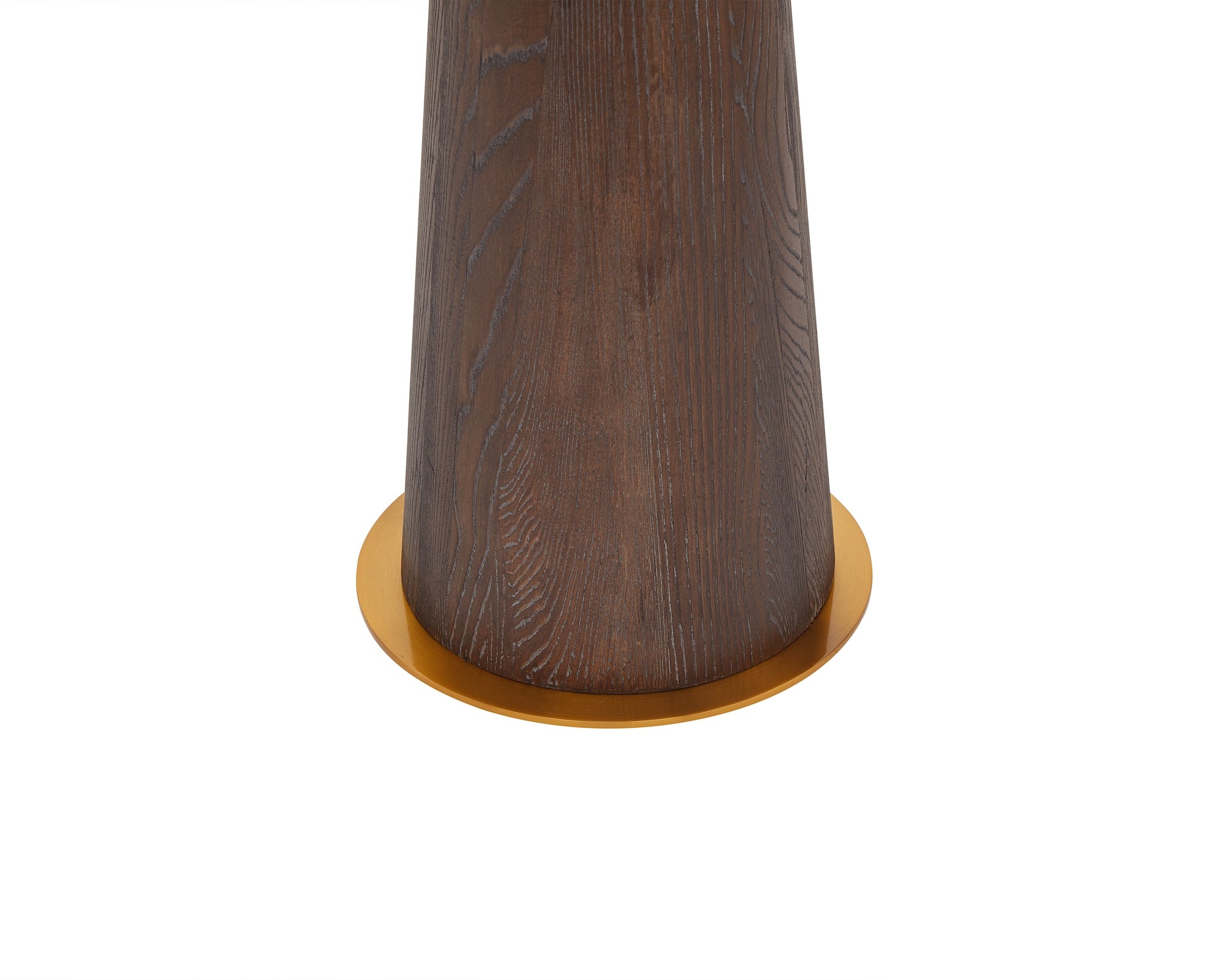 Brandon Floor Lamp - Brushed Dark Brown Oak/Antique Brass/White Linen Shade