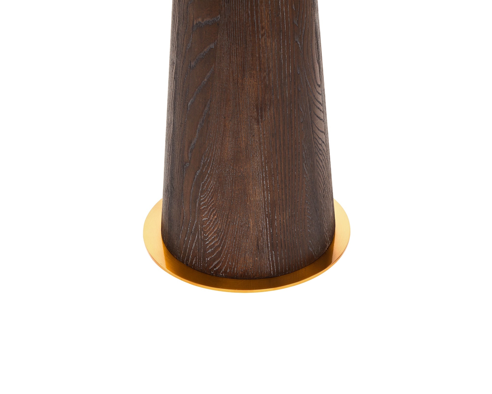 Brandon Floor Lamp - Brushed Dark Brown Oak/Antique Brass/White Linen Shade