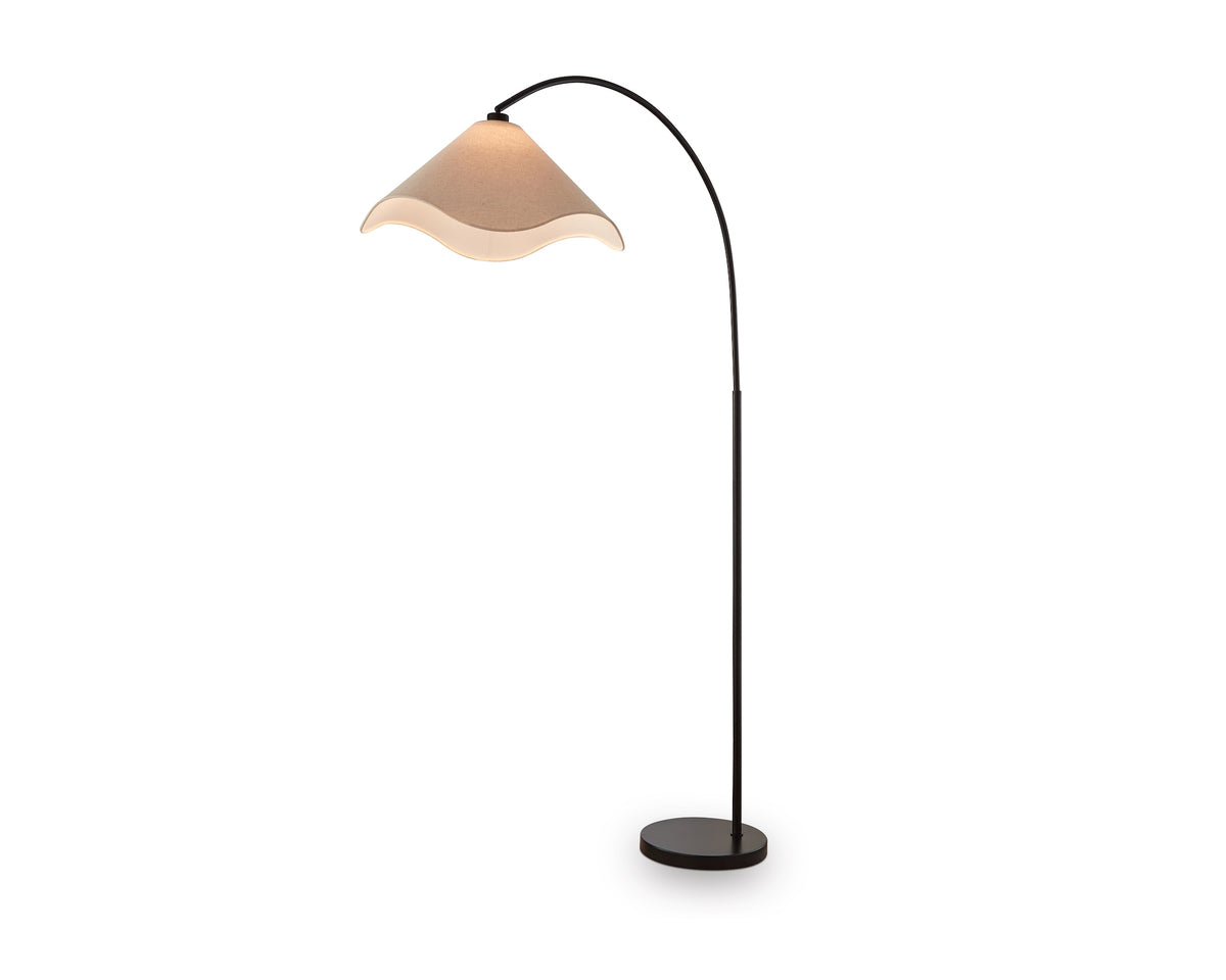 Blossom Floor Lamp - Matt Black and Textured Linen