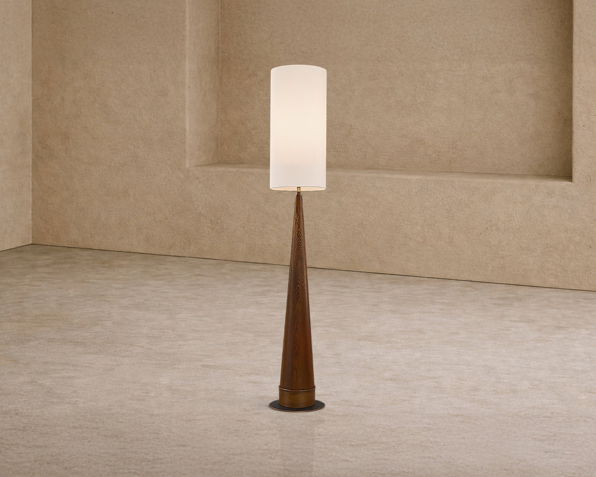 Velta Floor Lamp - Classic Brown Ash and Antique Bronze