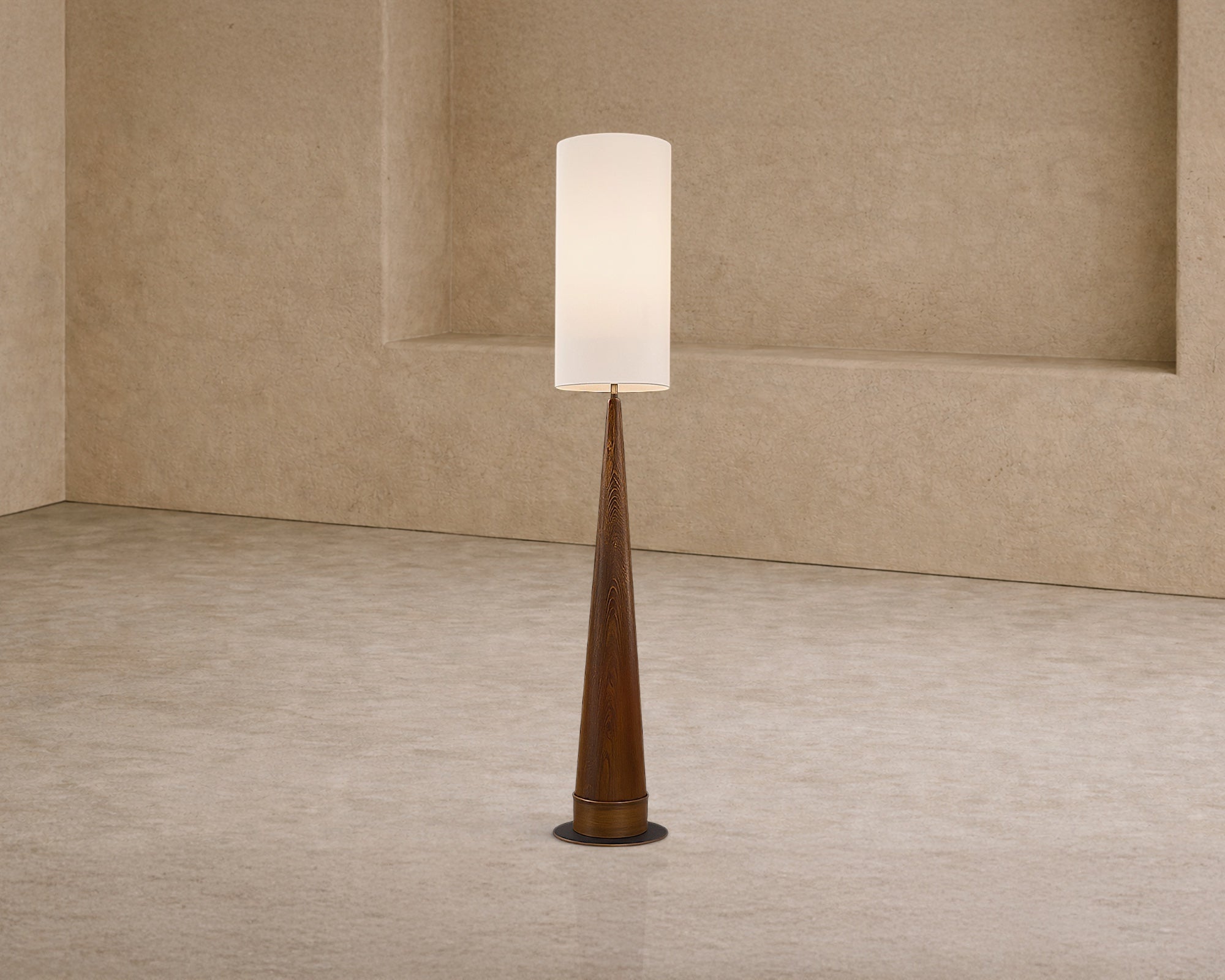 Velta Floor Lamp - Classic Brown Ash and Antique Bronze