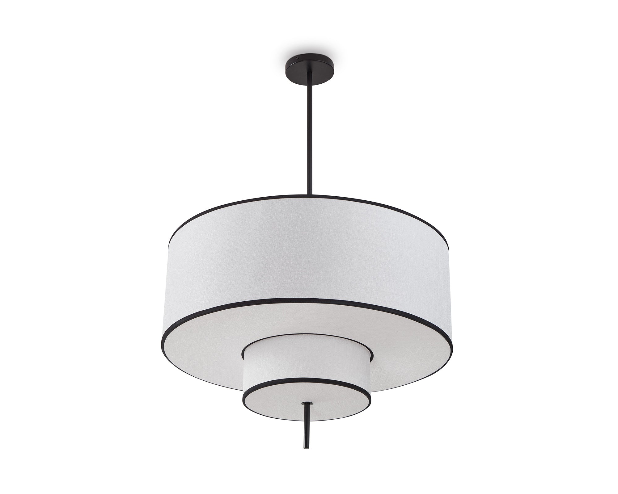 Aris Pendant Lamp - Black Metal and White Linen