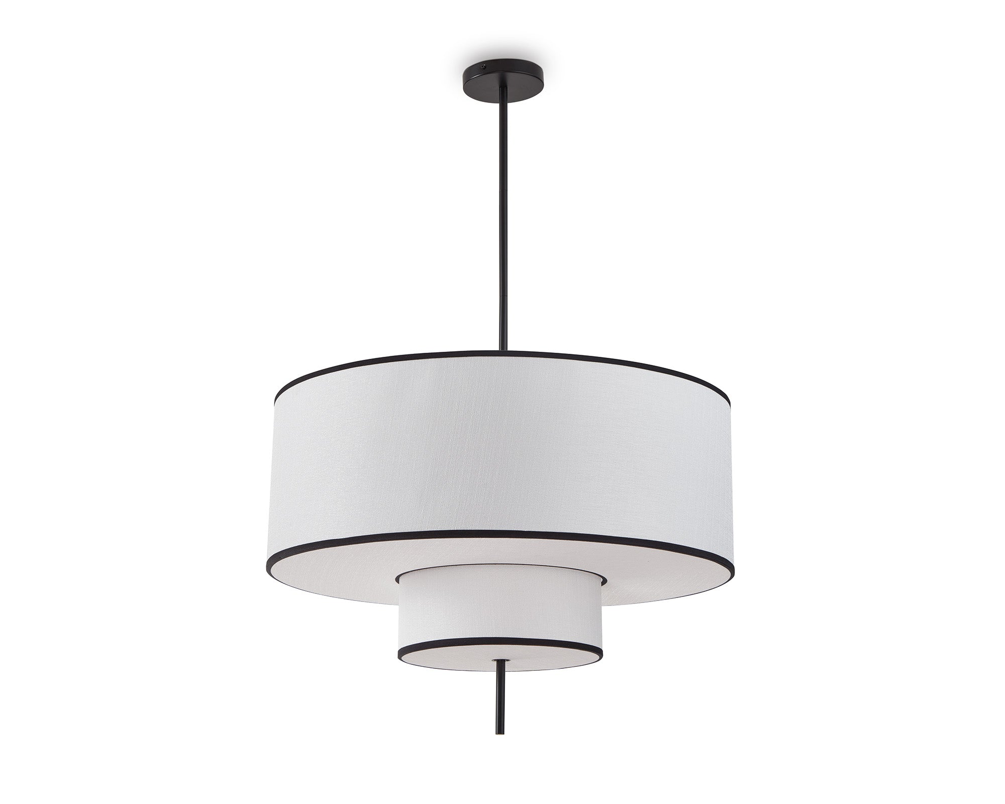 Aris Pendant Lamp - Black Metal and White Linen