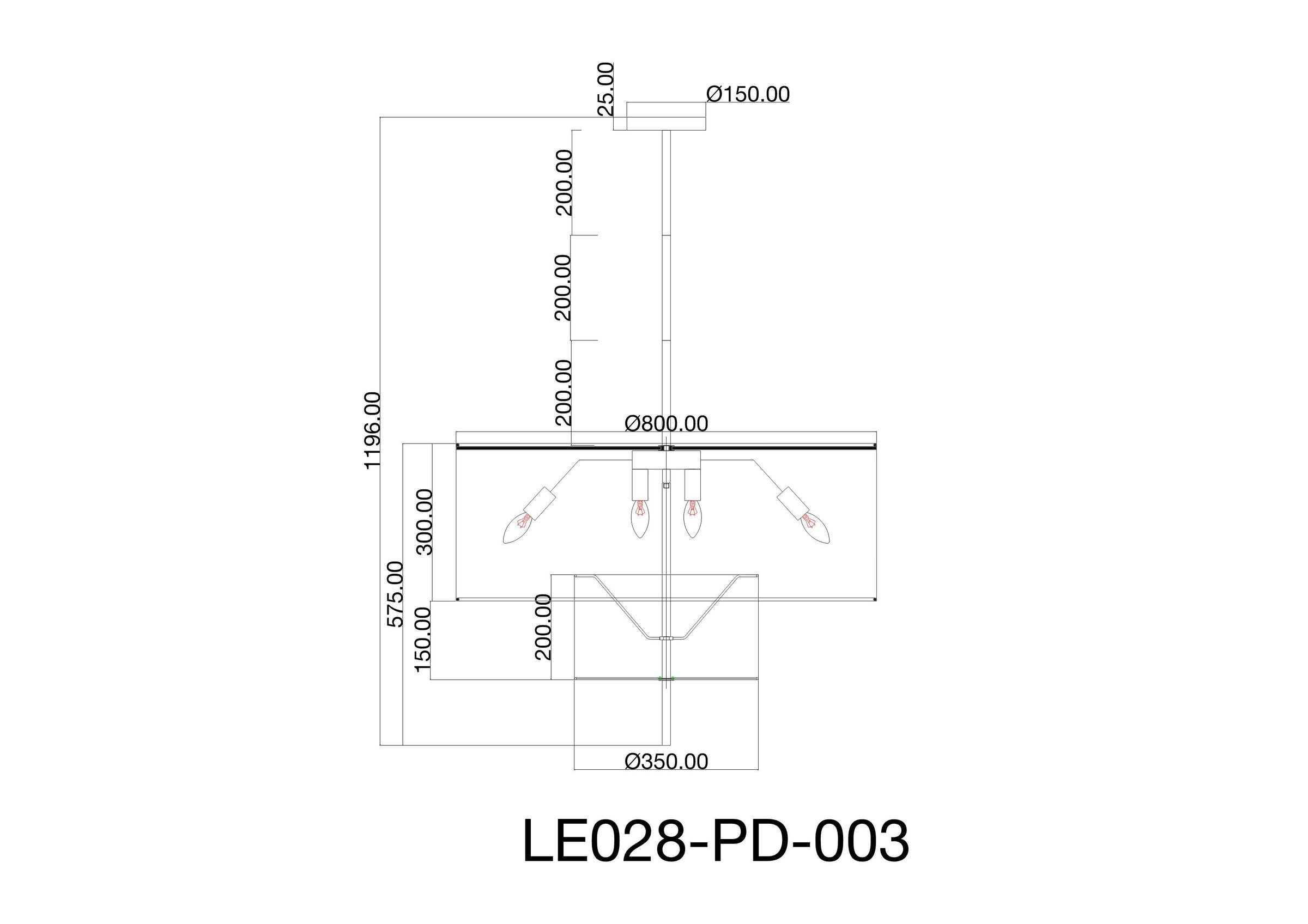 Aris Pendant Lamp - Black Metal and White Linen