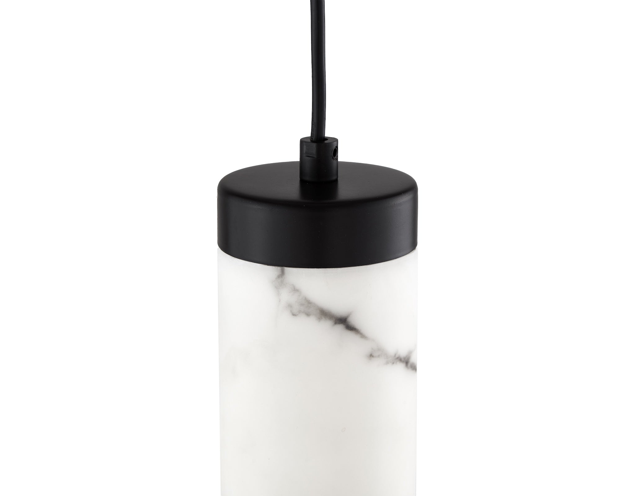 Abaco Pendant Lamp - Alabaster Effect/Black Metal