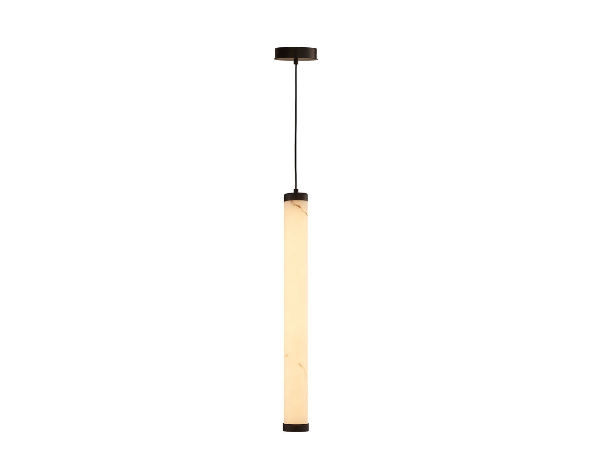 Abaco Pendant Lamp - Alabaster Effect/Black Metal