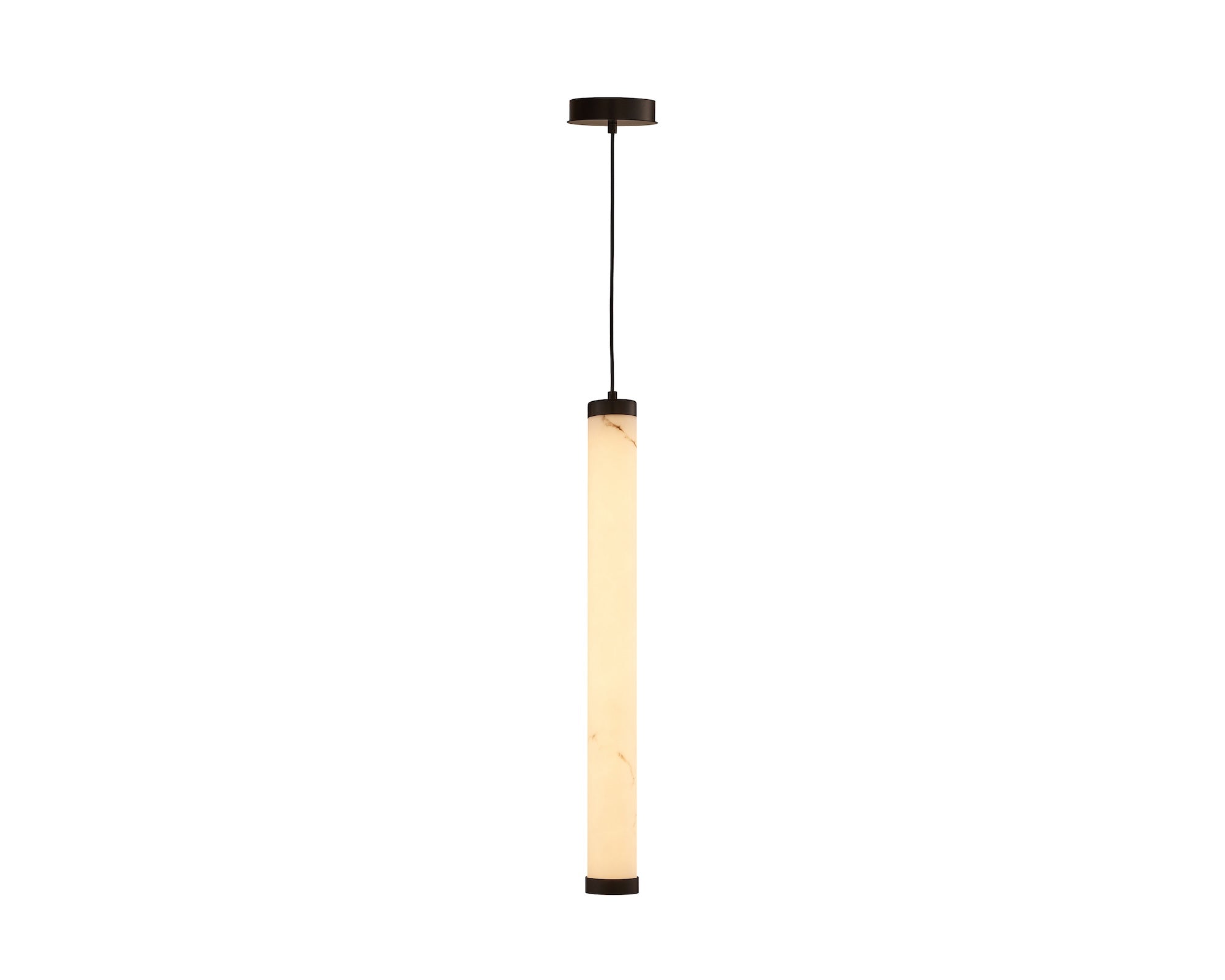 Abaco Pendant Lamp - Alabaster Effect/Black Metal