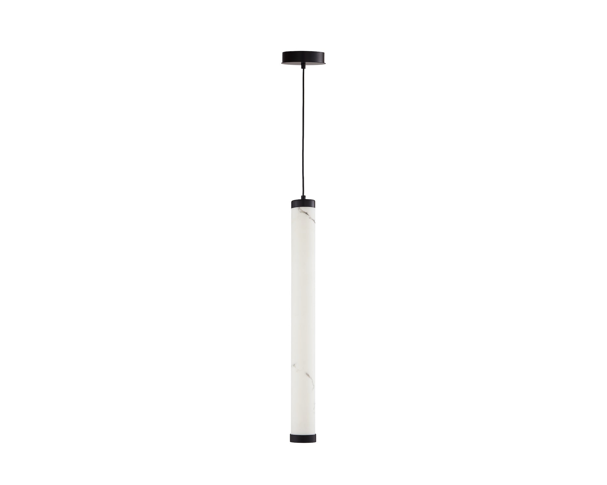 Abaco Pendant Lamp - Alabaster Effect/Black Metal