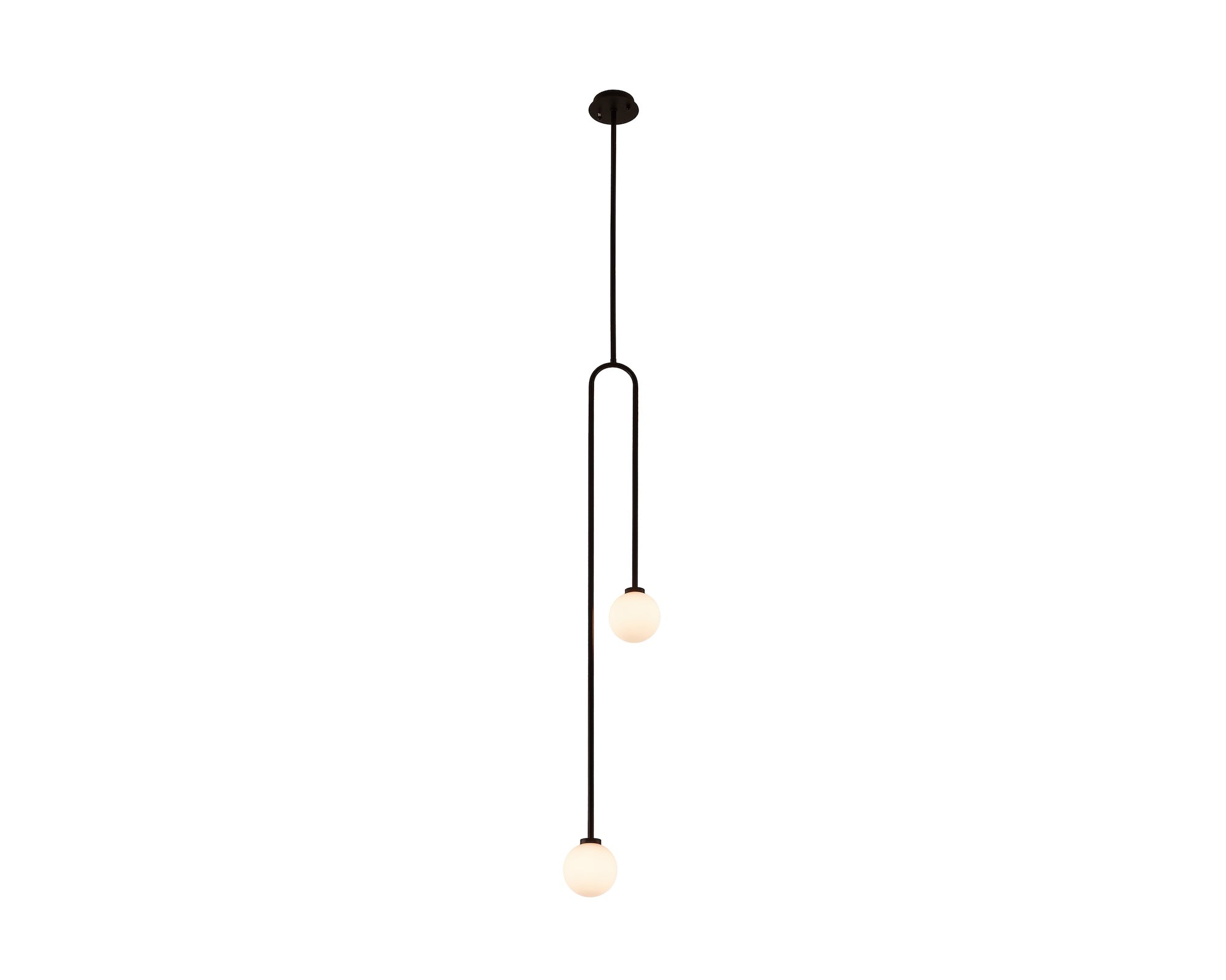 Arket Pendant Lamp - White Frosted Glass Globe/Black Metal