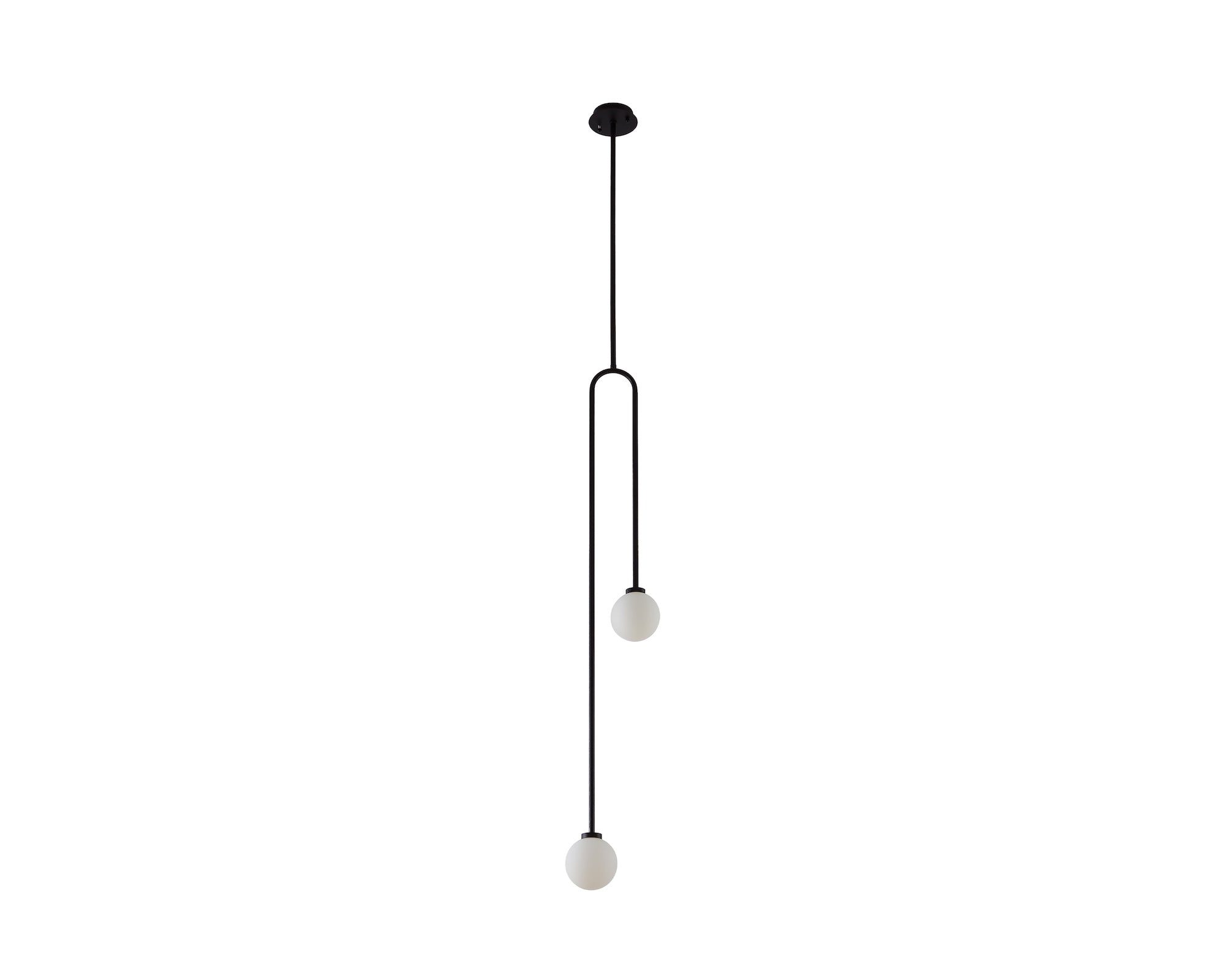 Arket Pendant Lamp - White Frosted Glass Globe/Black Metal