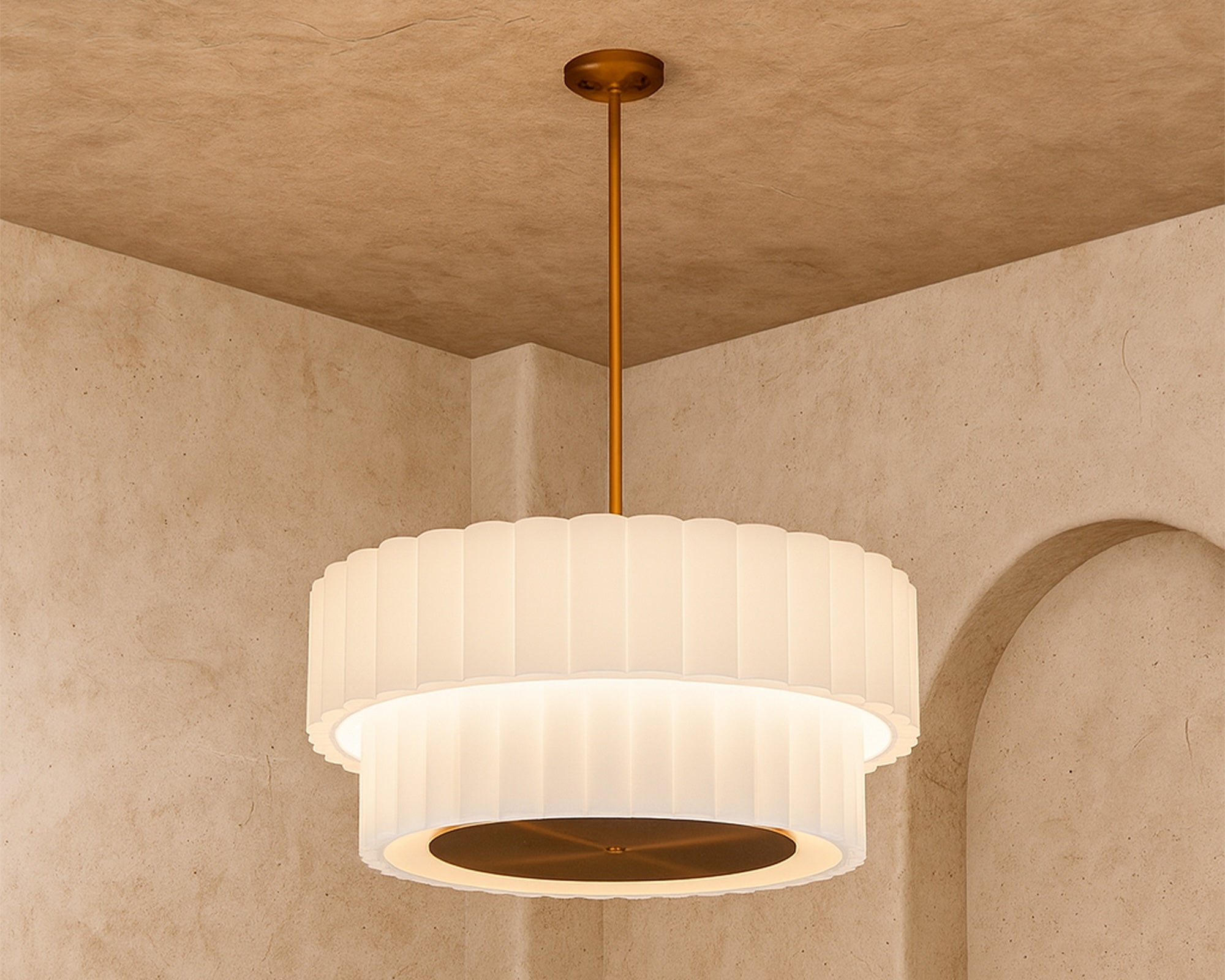 Ventus Ceiling Lamp - Antique Hairline Bronze/Off White Linen Shade