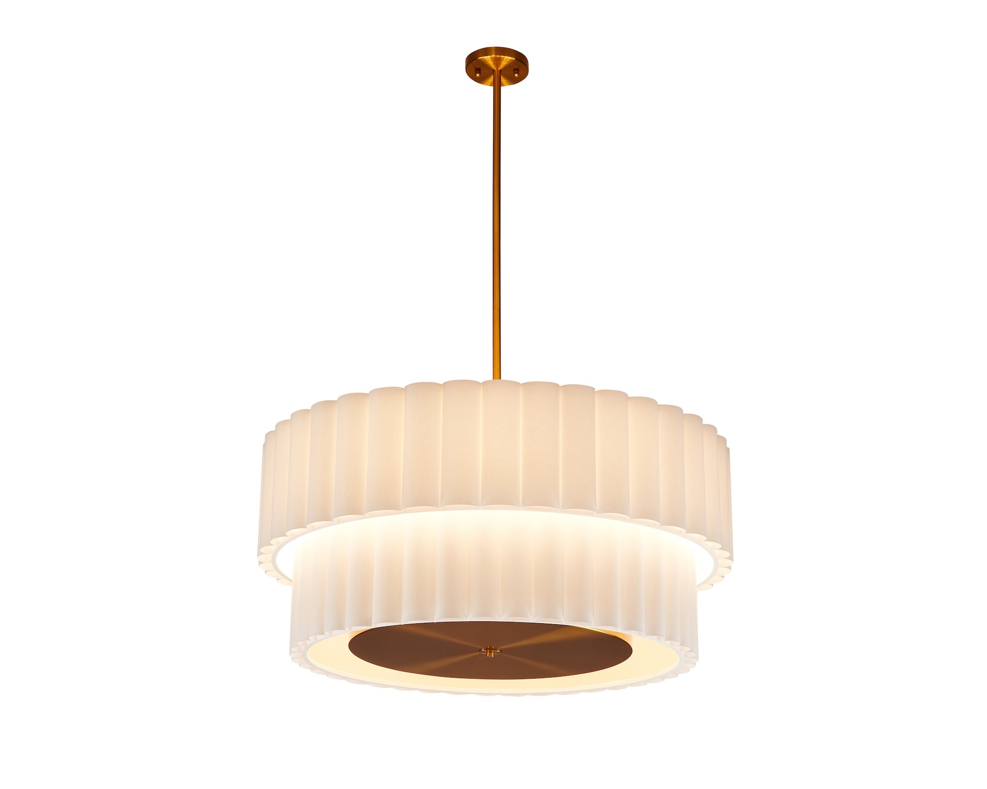 Ventus Ceiling Lamp - Brushed Antique Brass/Off White Linen Shade