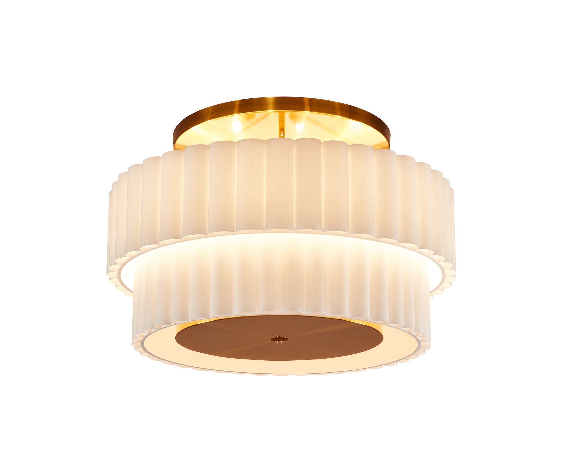 Ventus Ceiling Lamp - Brushed Antique Brass/Off White Linen Shade