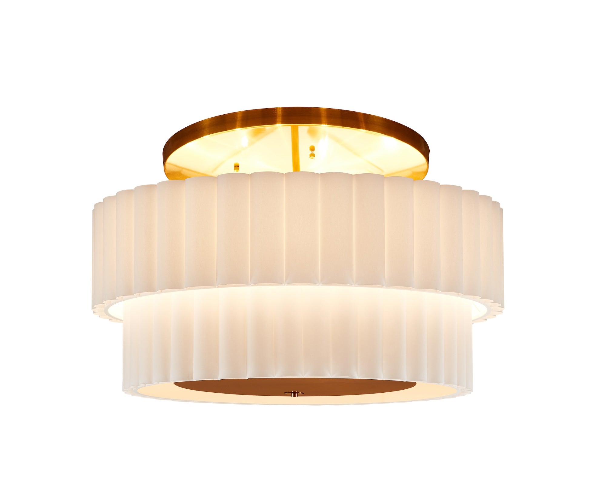 Ventus Ceiling Lamp - Brushed Antique Brass/Off White Linen Shade