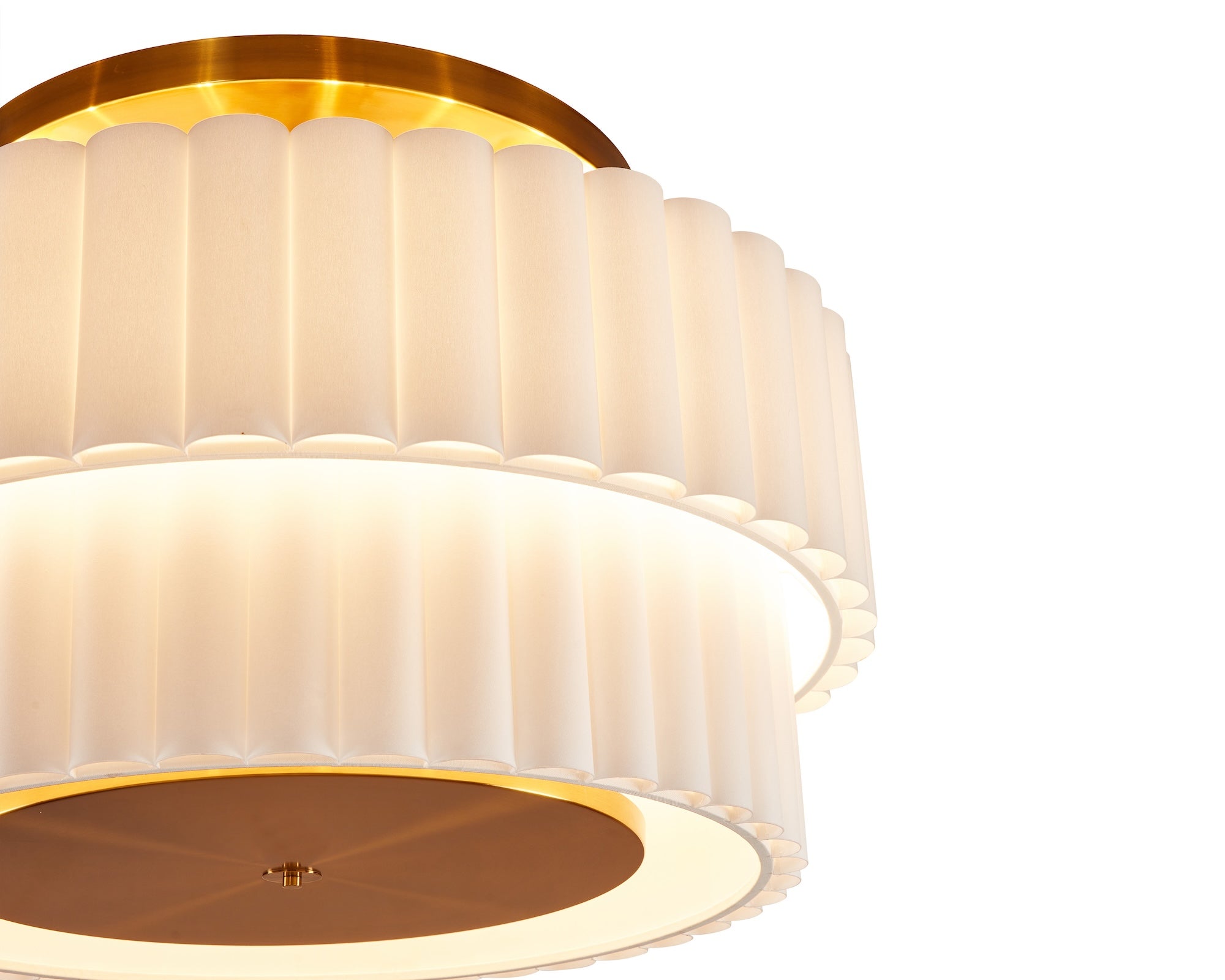 Ventus Ceiling Lamp - Brushed Antique Brass/Off White Linen Shade
