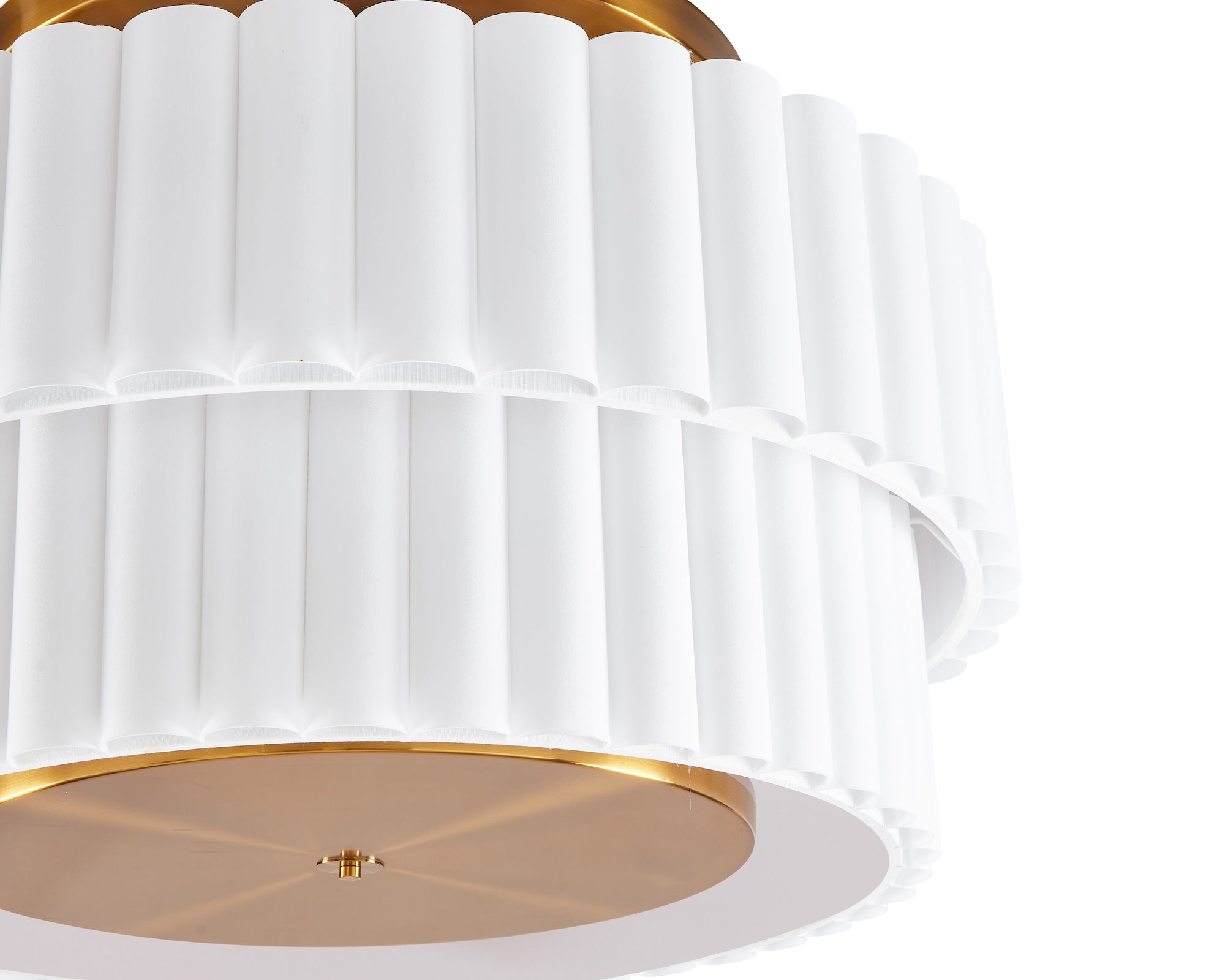 Ventus Ceiling Lamp - Brushed Antique Brass/Off White Linen Shade