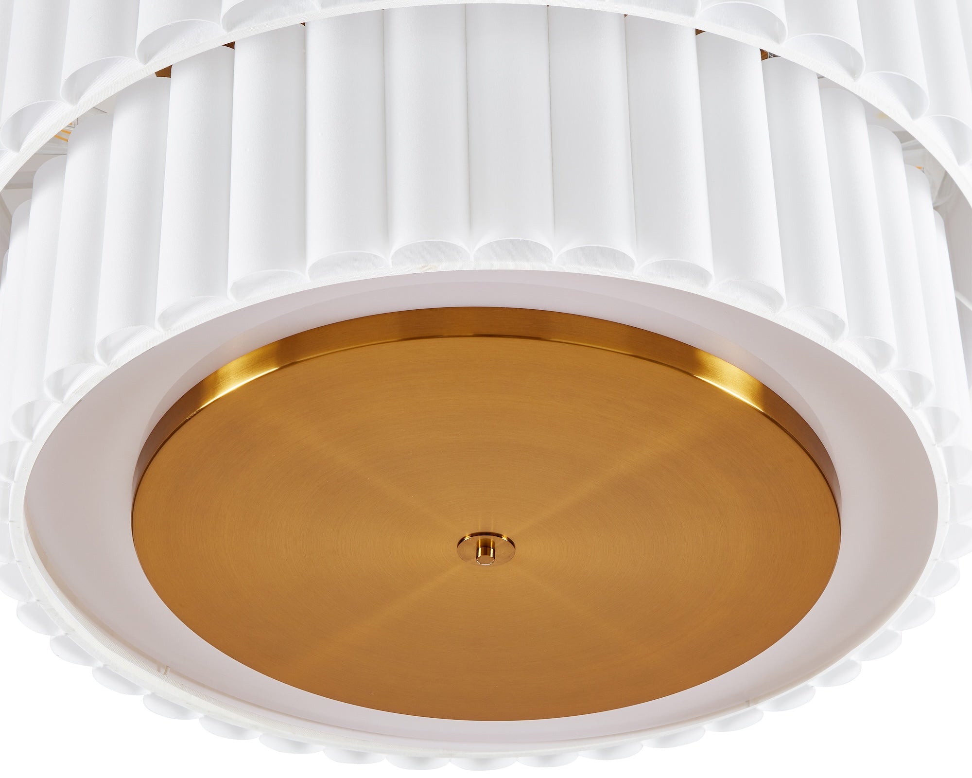 Ventus Ceiling Lamp - Brushed Antique Brass/Off White Linen Shade